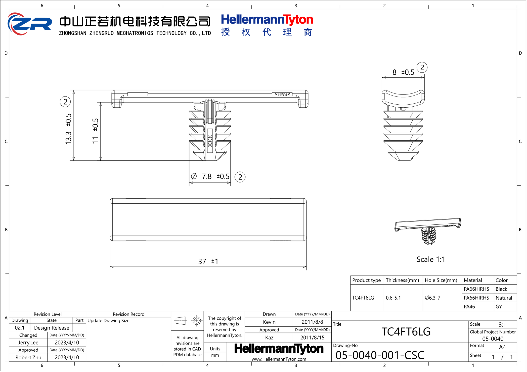 151-00942 TC4FT6LG-PA66HIRHS-BK 产品图纸 Hellermanntyton 授权代理-正若机电