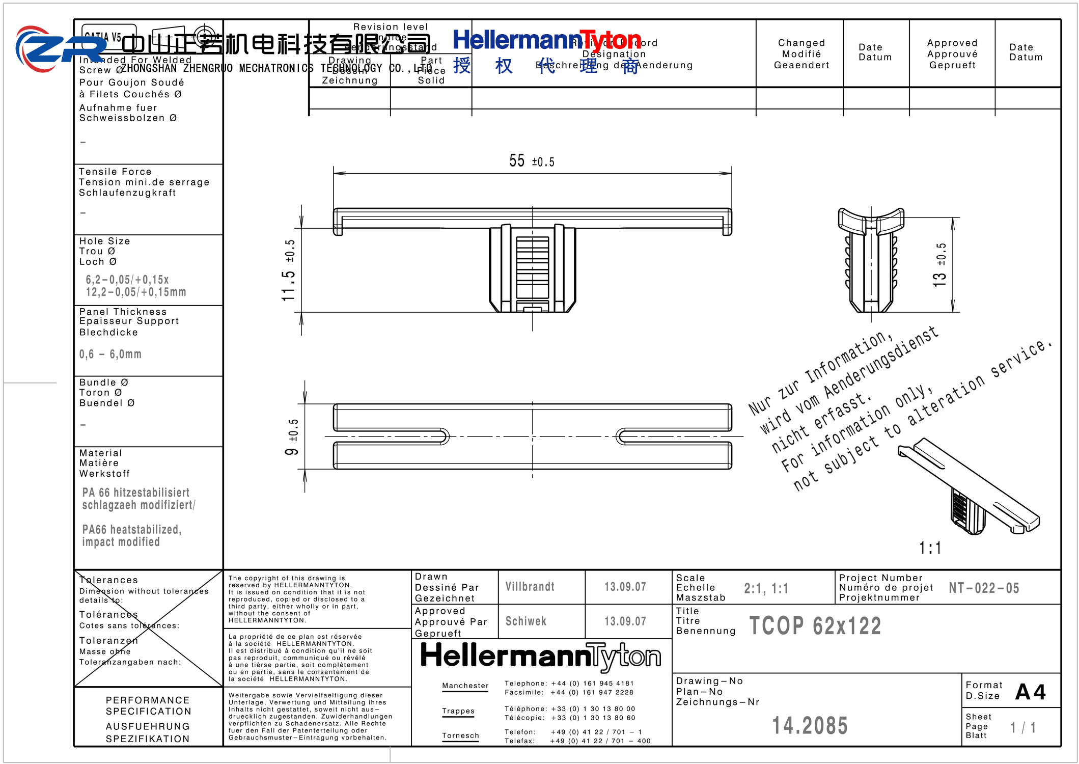 151-01282 TCOP62X122-PA66HIRHS-BK 产品图纸 Hellermanntyton 授权代理-正若机电