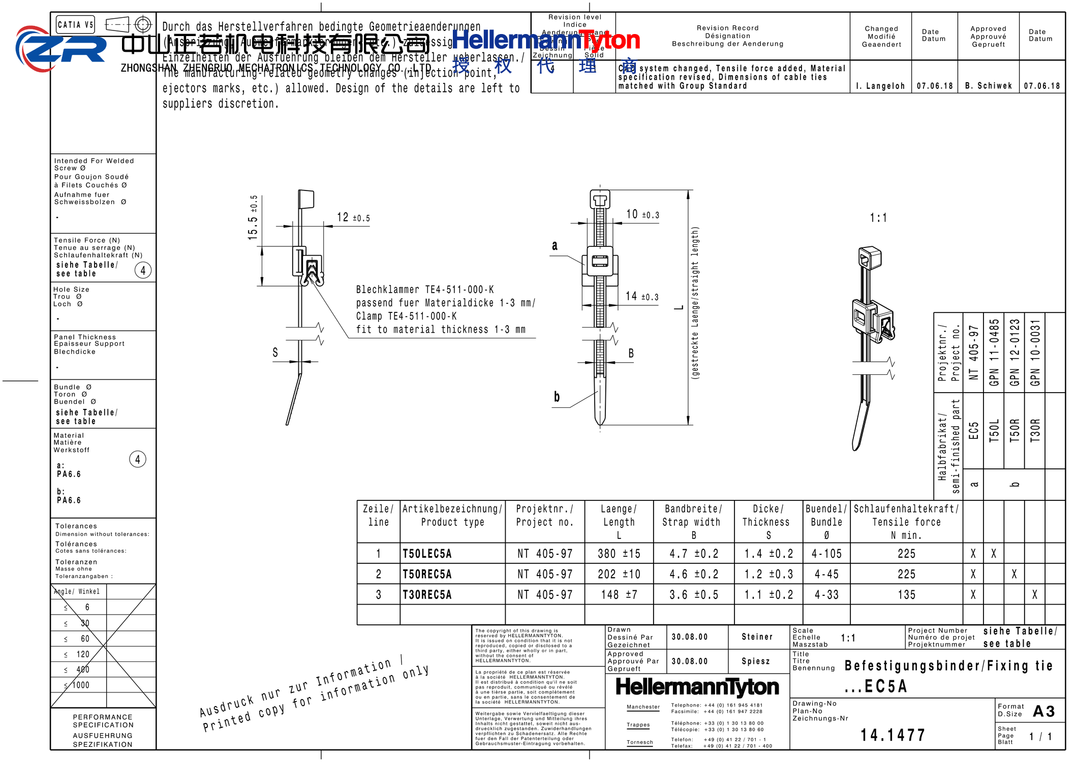 156-00495 T30REC5A-PA66/PA66HS-BK 产品图纸 Hellermanntyton 授权代理-正若机电