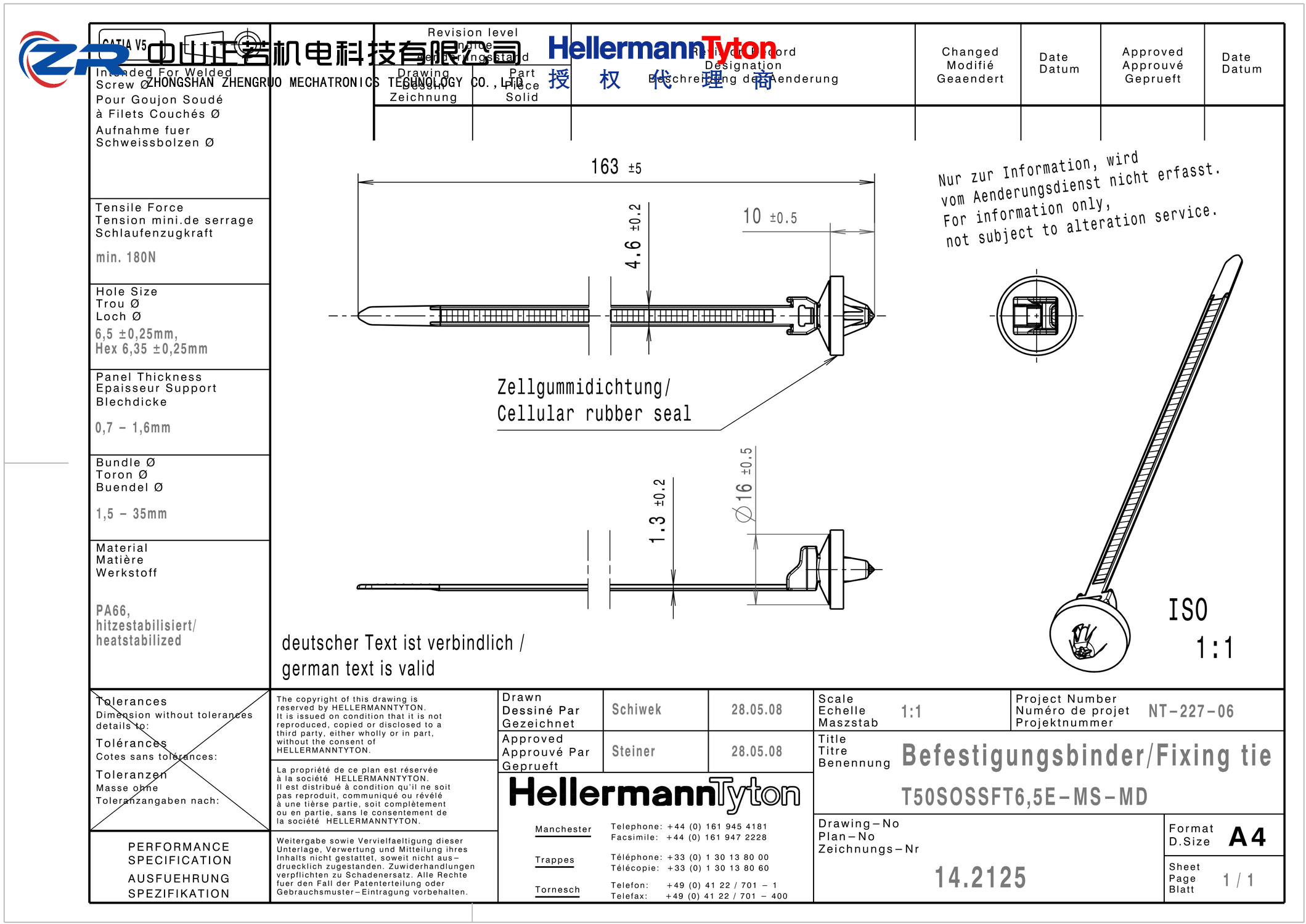 126-00150 T50SOSSFT6.5E-MS-MD-PA66HS-NA 产品图纸 Hellermanntyton 授权代理-正若机电