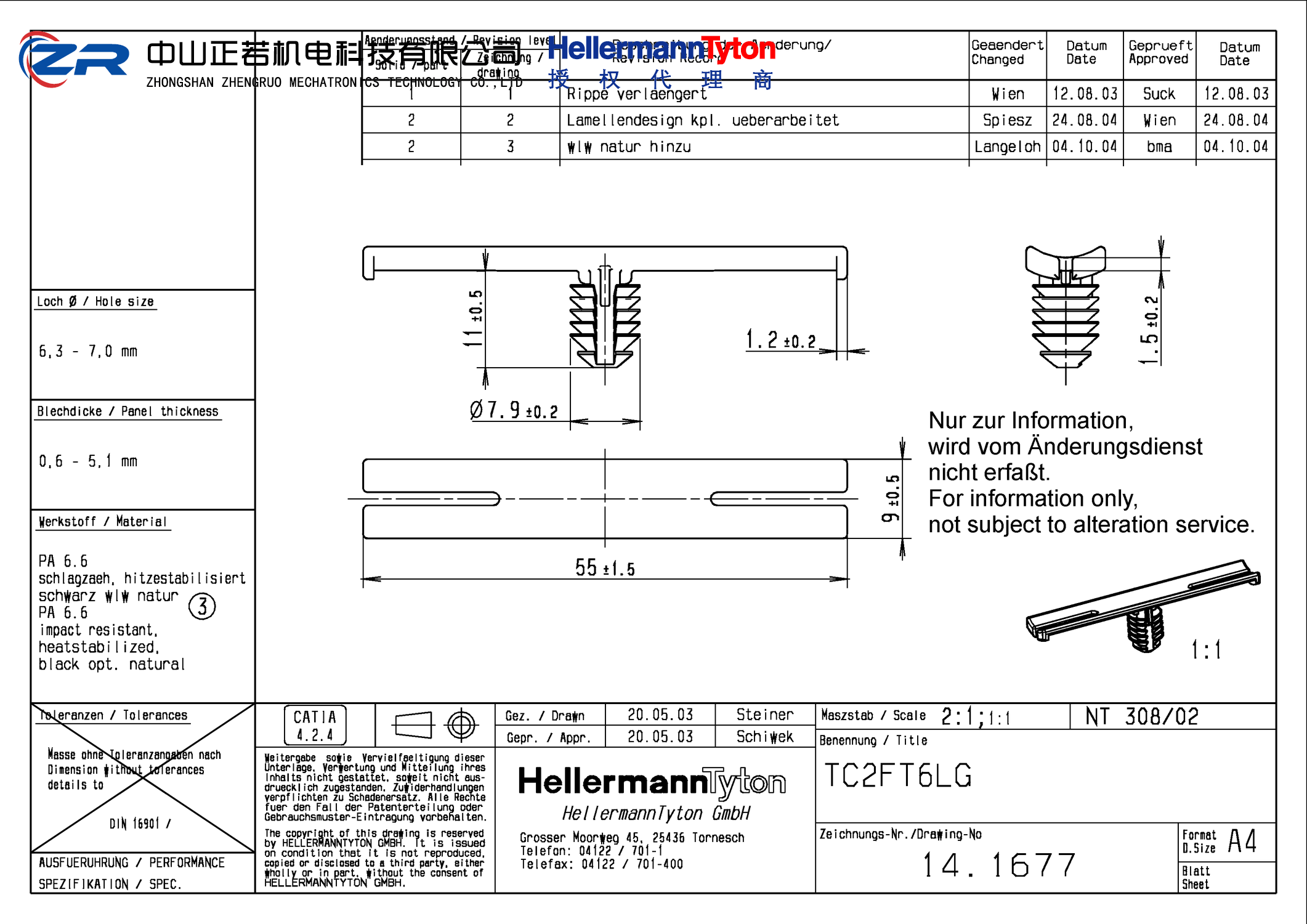 151-00827 TC2FT6LG-PA66HIRHS-BK 产品图纸 Hellermanntyton 授权代理-正若机电