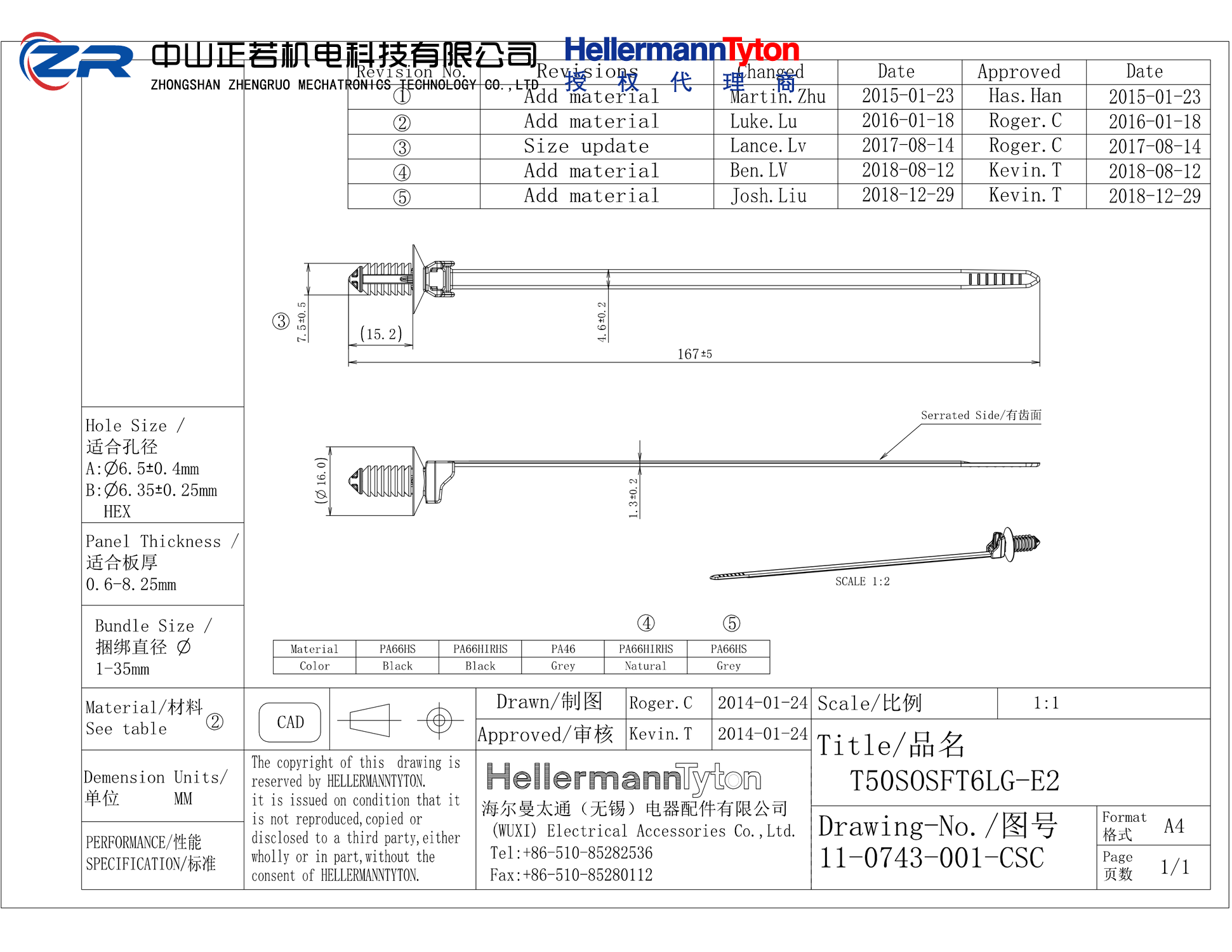 157-00203 T50SOSFT6LG-E2-PA66HS-BK 产品图纸 Hellermanntyton 授权代理-正若机电