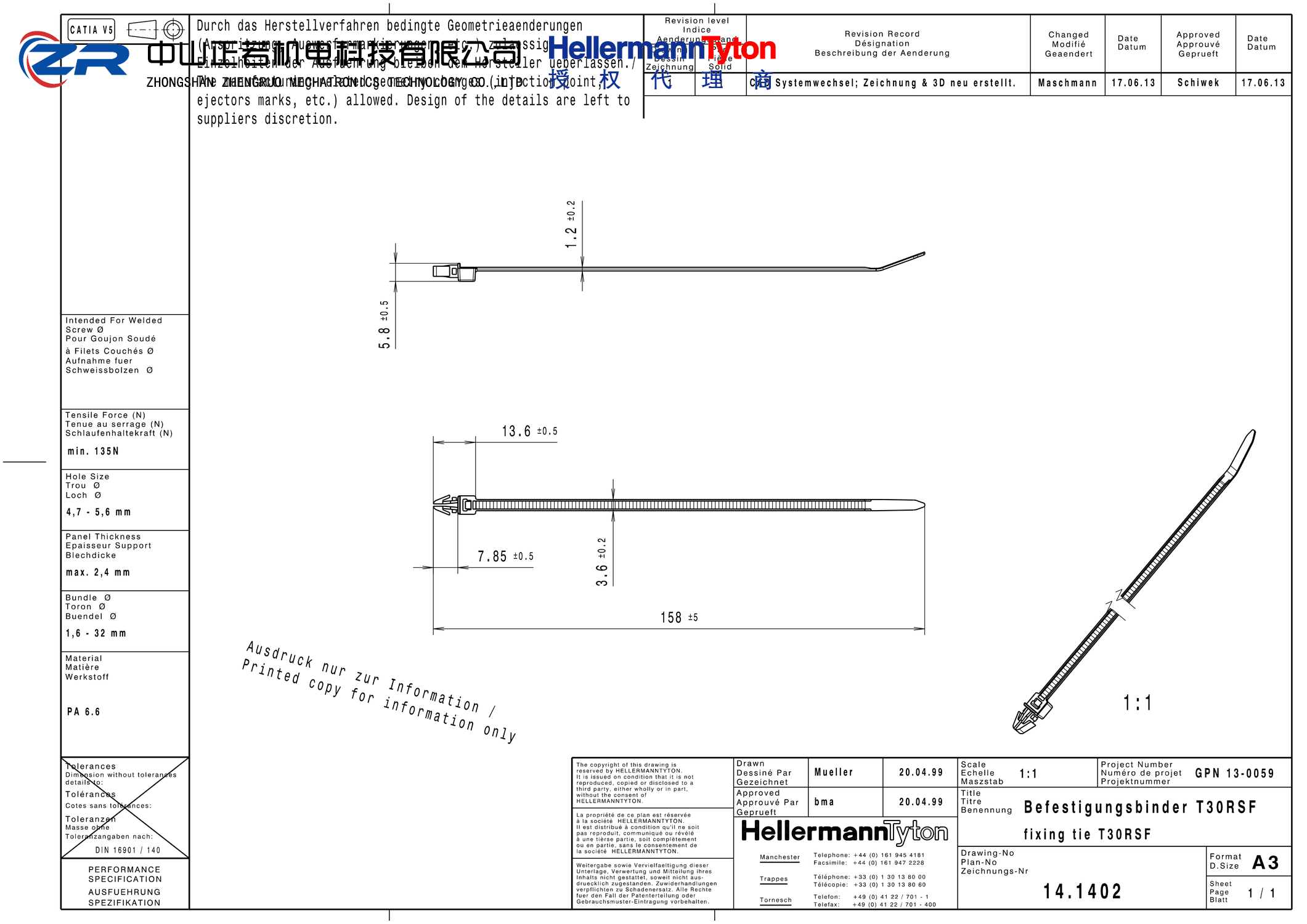 126-00329 T30RSF-PA66HS-BK 产品图纸 Hellermanntyton 授权代理-正若机电