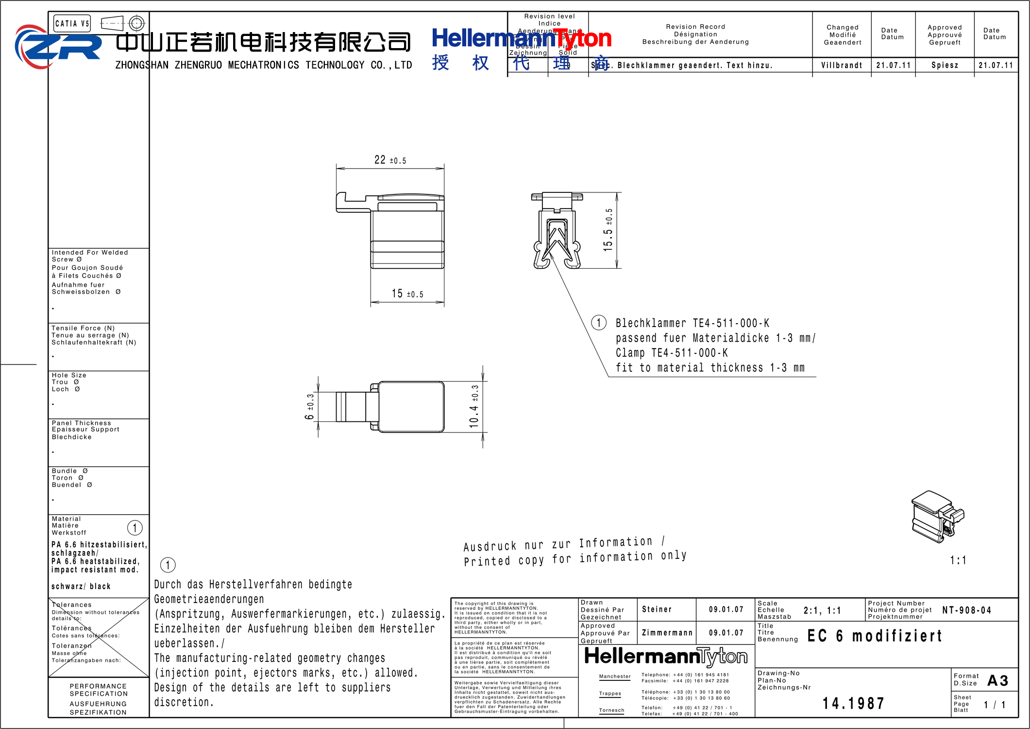 151-00464 EC6mod-PA66HIRHS-BK 产品图纸 Hellermanntyton 授权代理-正若机电