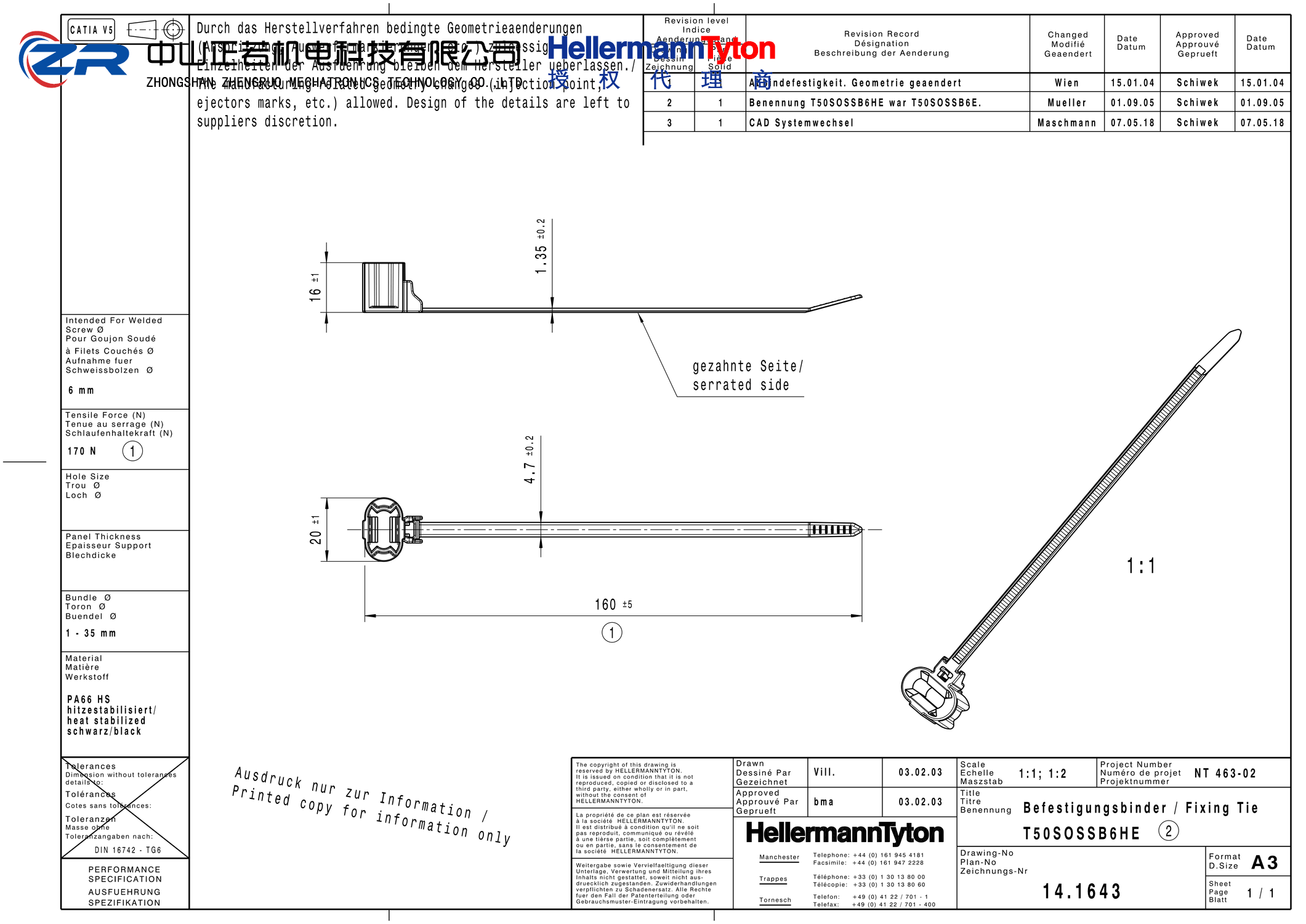 155-46302 T50SOSSB6HE-PA66HS-BK 产品图纸 Hellermanntyton 授权代理-正若机电