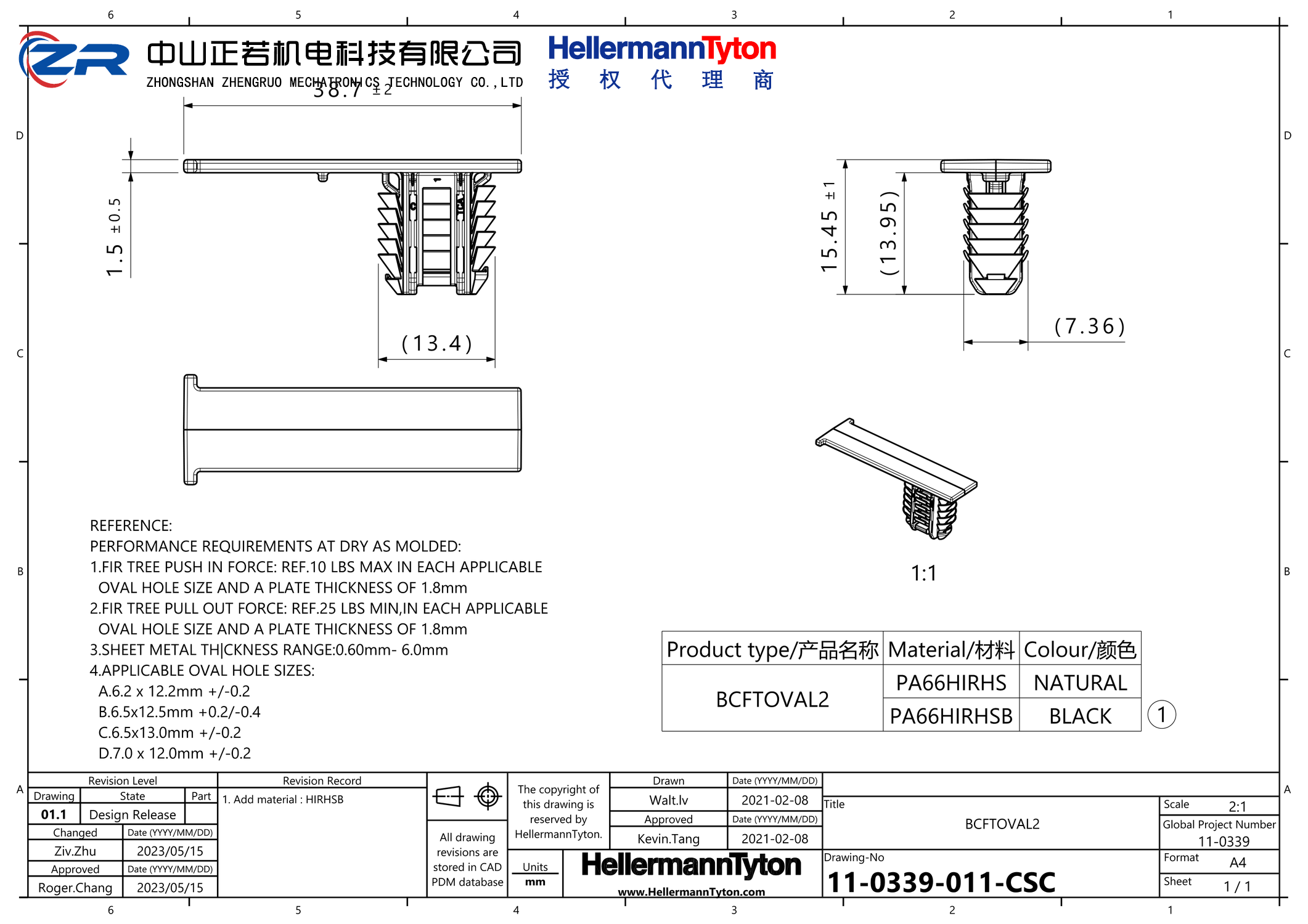 151-03493 BCFTOVAL2-PA66HIRHS-NA 产品图纸 Hellermanntyton 授权代理-正若机电