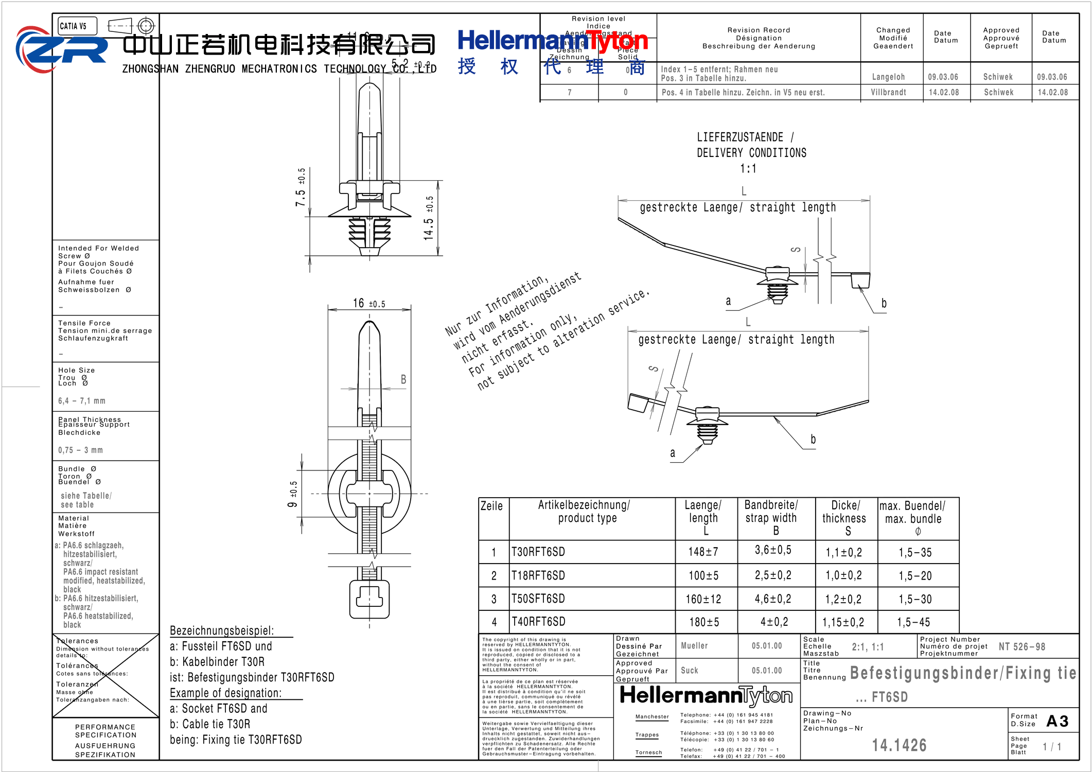 156-00610 T30RFT6SD-PA66HS/PA66HIRHS-BK 产品图纸 Hellermanntyton 授权代理-正若机电