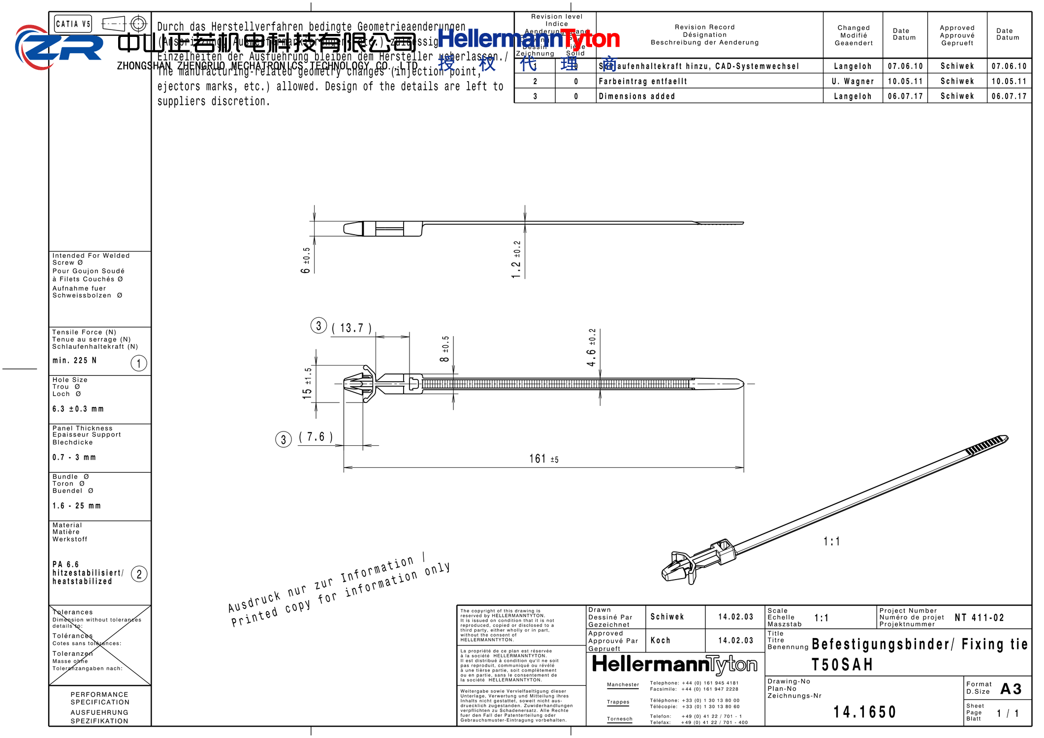 155-41102 T50SAH-PA66HS-NA 产品图纸 Hellermanntyton 授权代理-正若机电