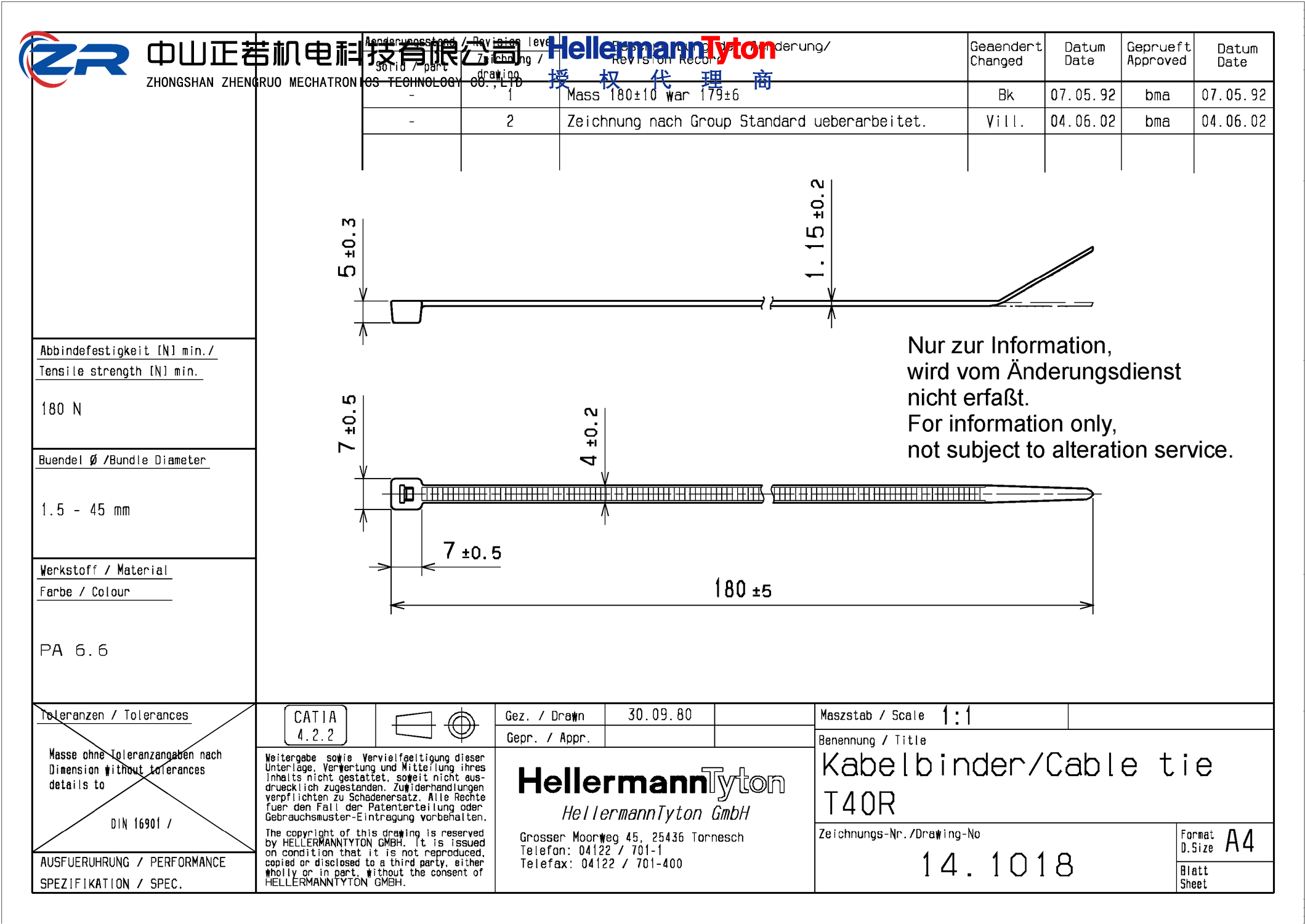 111-03850 T40R-PA66HS-BK 产品图纸 Hellermanntyton 授权代理-正若机电