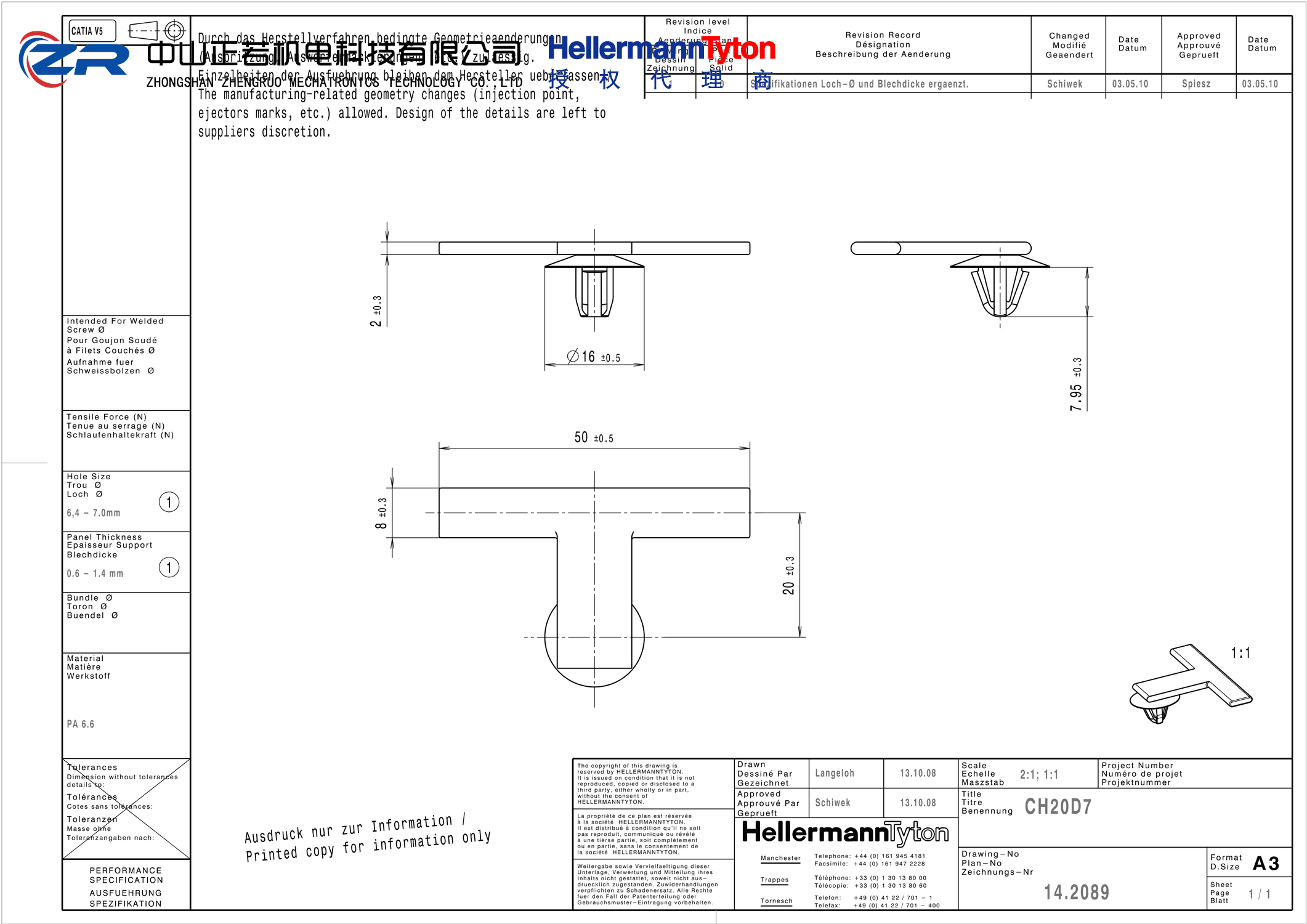 151-00968 CH20D7-PA66HIRHS-BK 产品图纸 Hellermanntyton 授权代理-正若机电