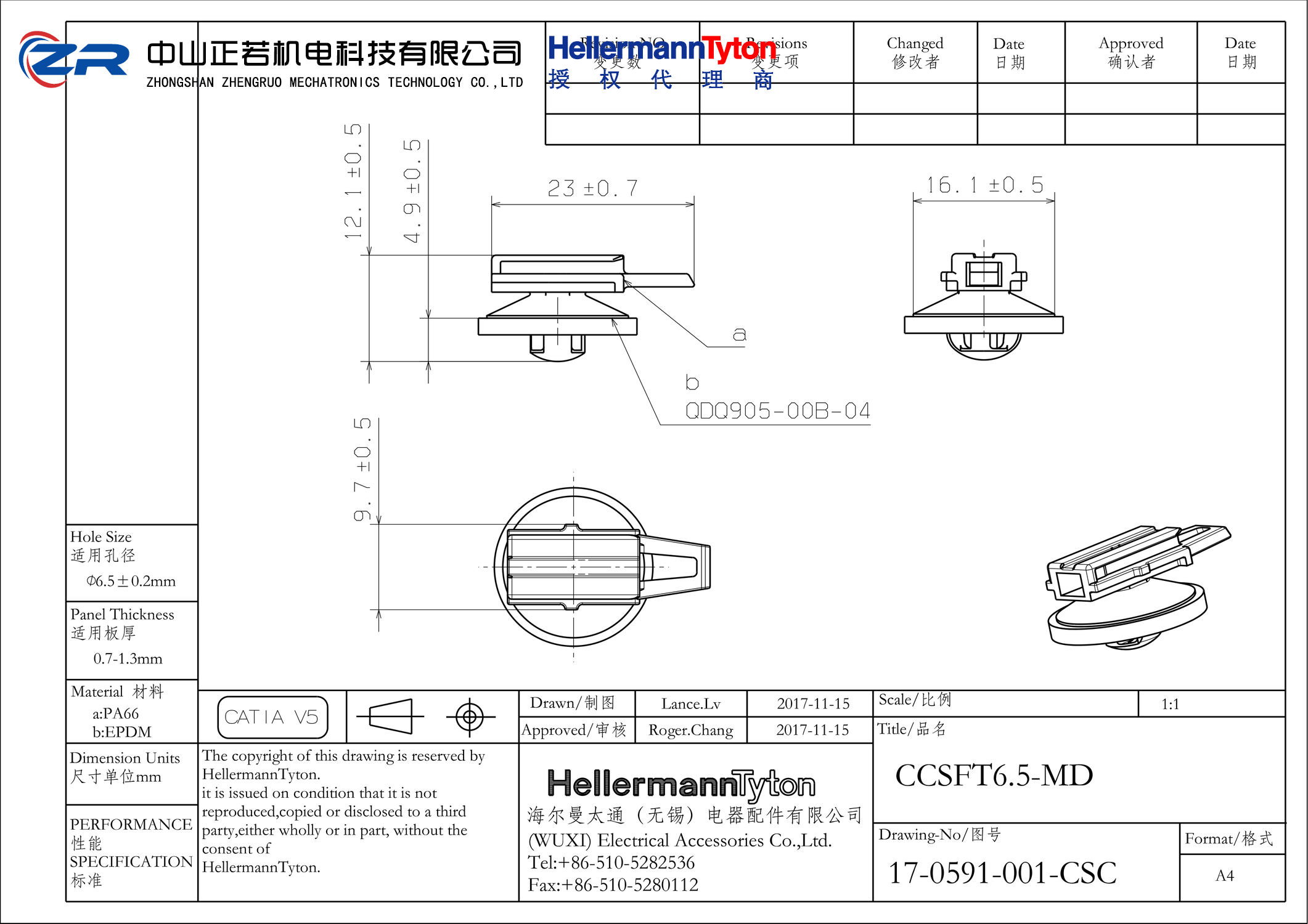 151-02337 CCSFT6.5-MD-PA66HIRHS-BK 产品图纸 Hellermanntyton 授权代理-正若机电