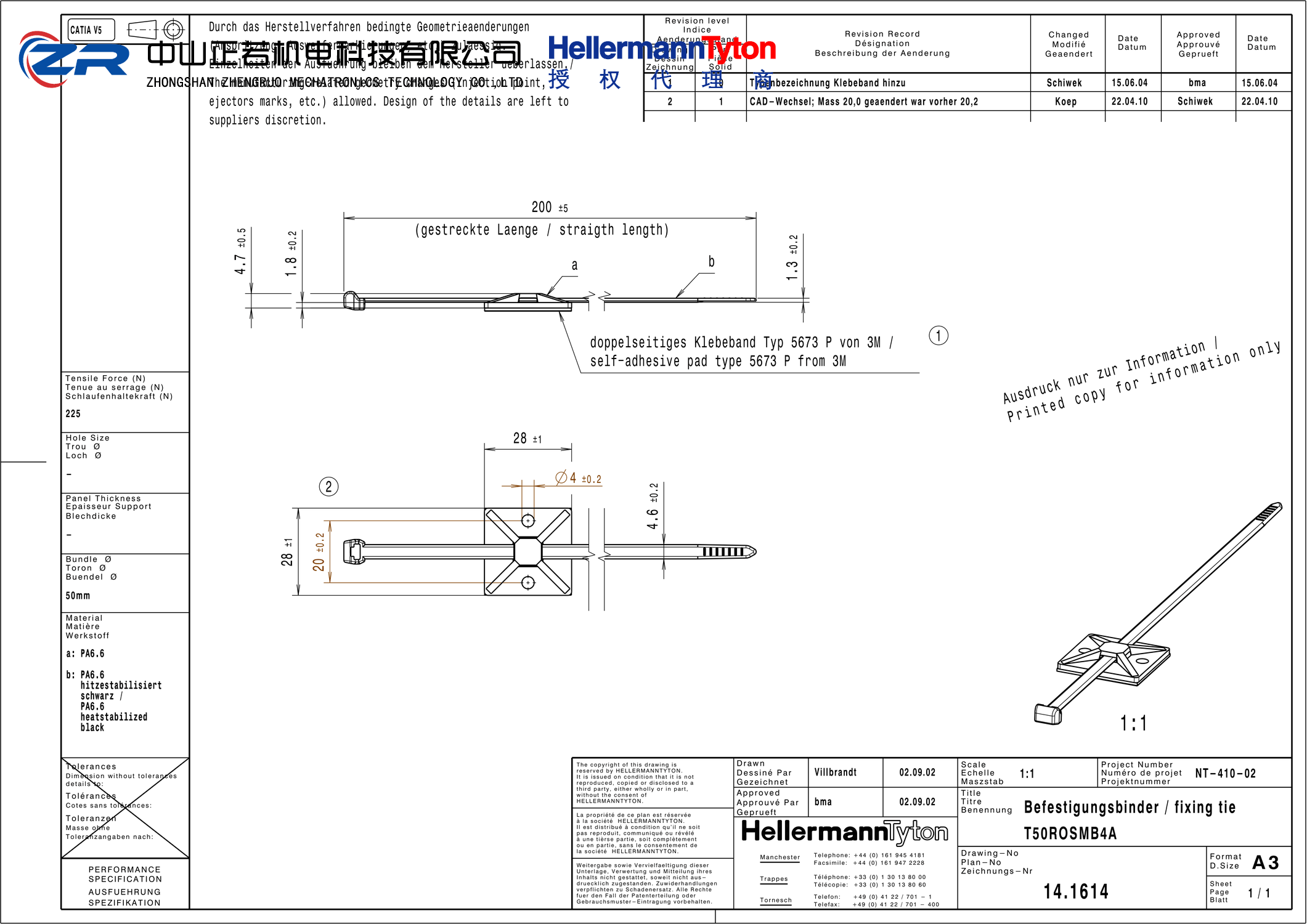 150-10400 T50ROSMB4A-PA66HS-BK 产品图纸 Hellermanntyton 授权代理-正若机电