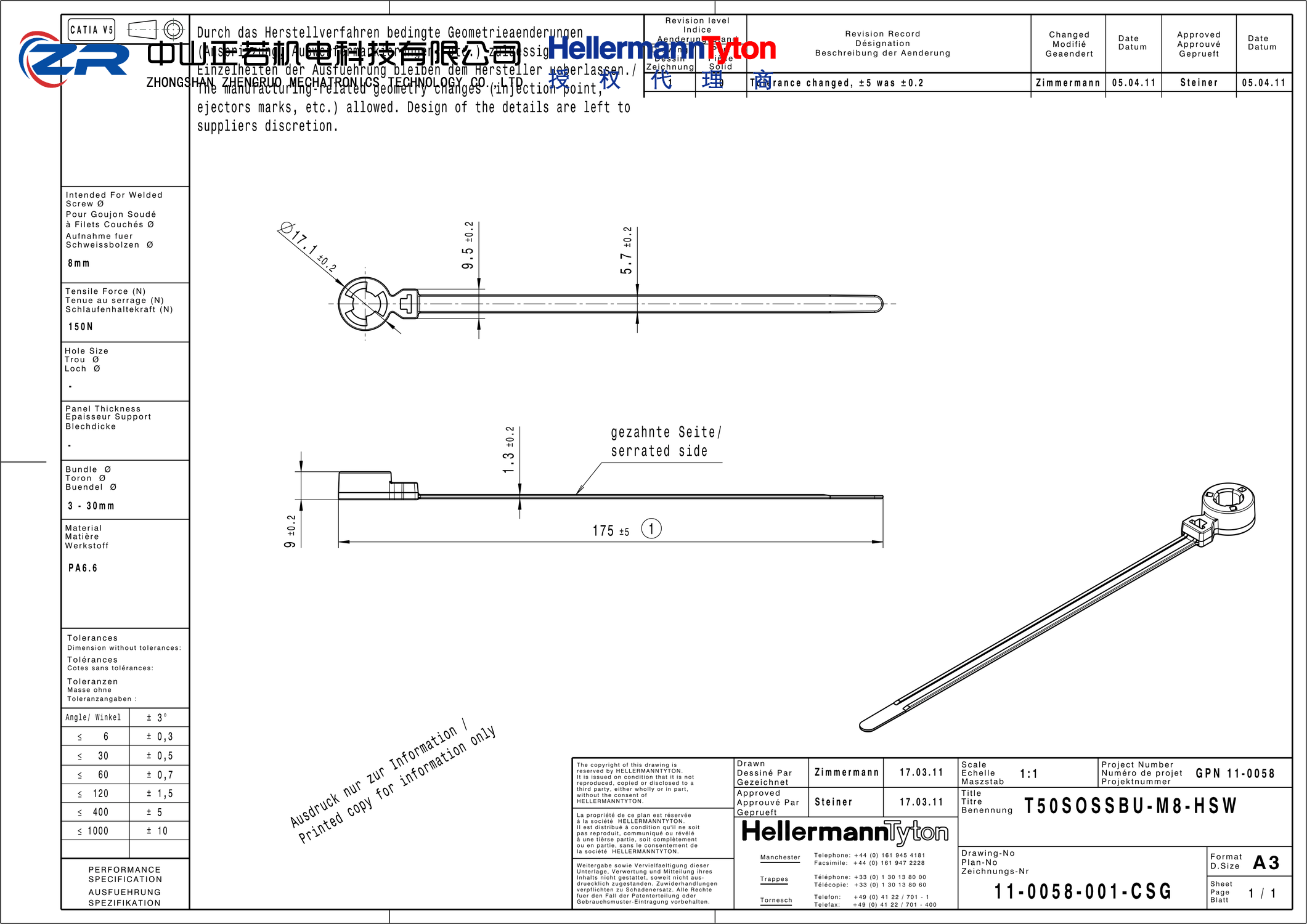 157-00066 T50SOSSBU-M8-PA66HSUV-GY 产品图纸 Hellermanntyton 授权代理-正若机电