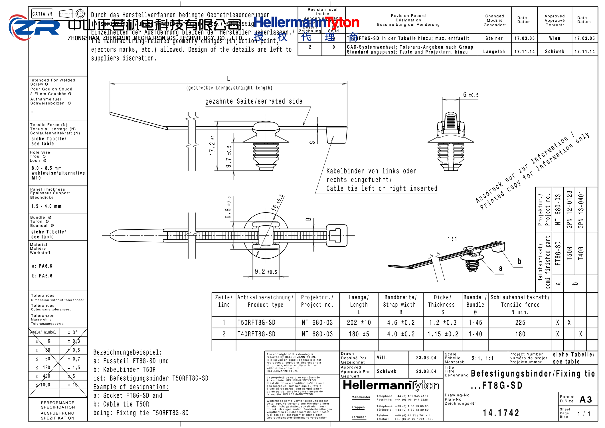 156-00104 T40RFT8GSD-PA66HS/PA66HIRHS-BK 产品图纸 Hellermanntyton 授权代理-正若机电