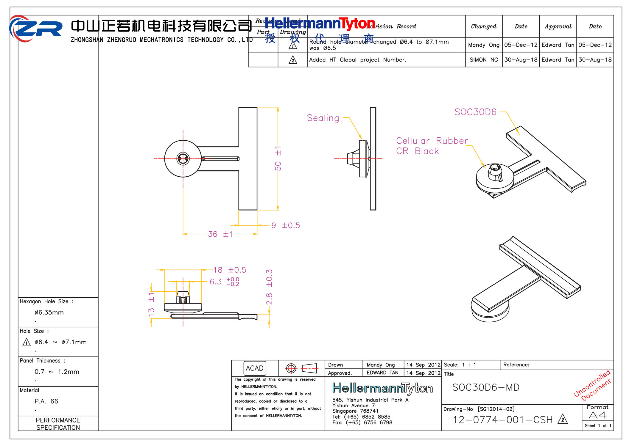 151-01159 SOC30D6-MD-PA66-NA 产品图纸 Hellermanntyton 授权代理-正若机电