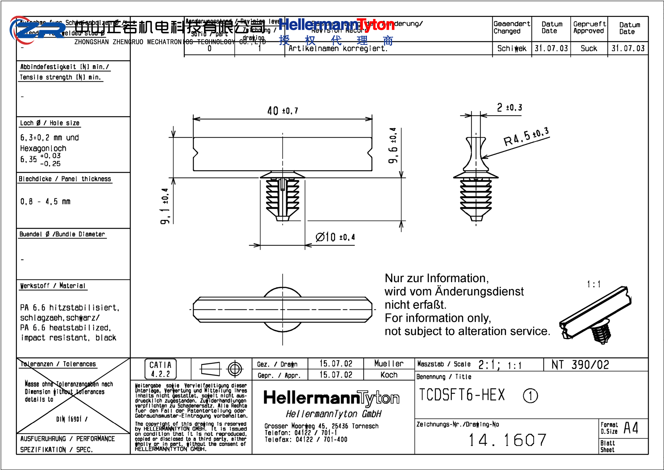 155-39002 TCDSFT6-HEX-PA66HIRHS-BK 产品图纸 Hellermanntyton 授权代理-正若机电