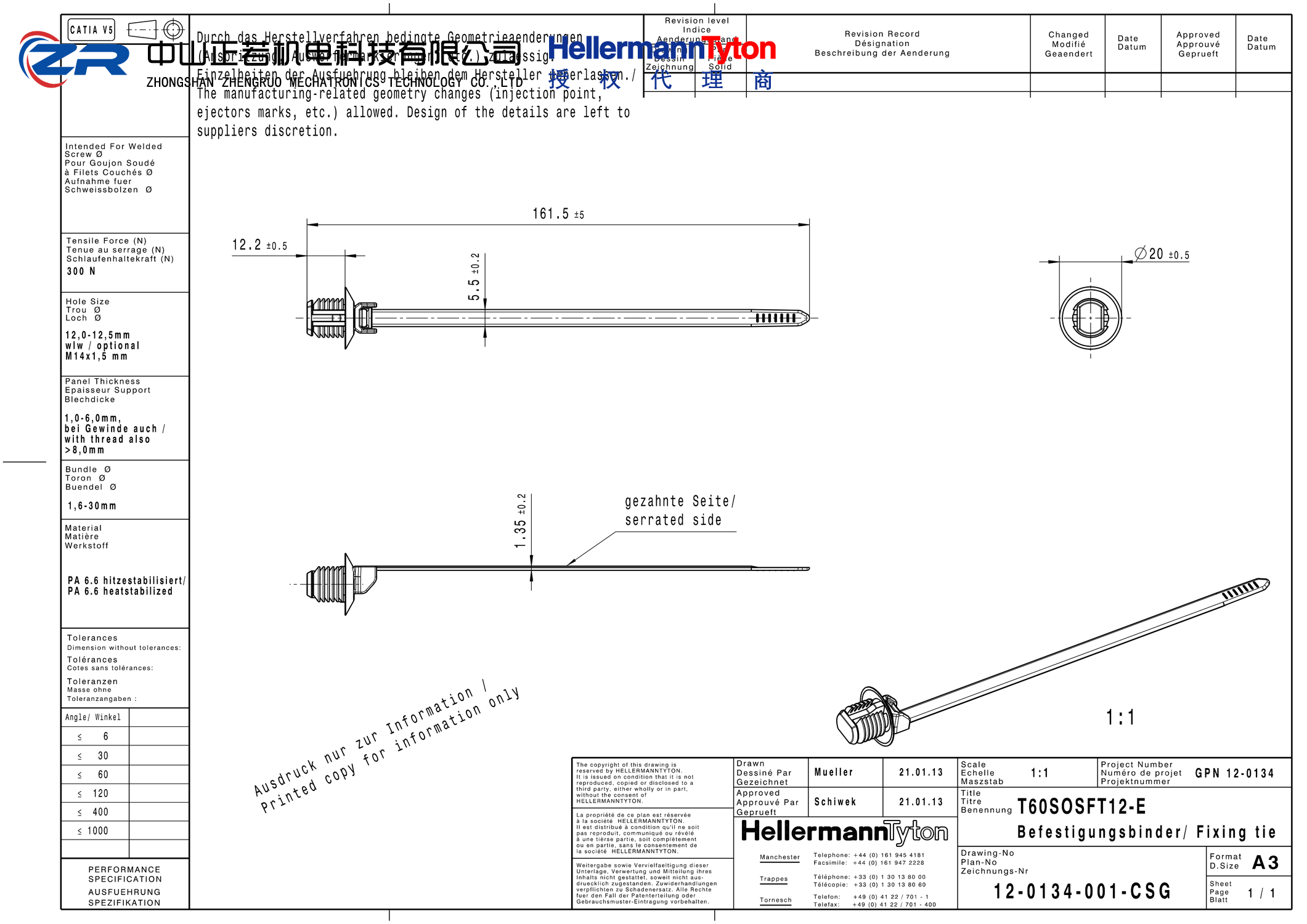 157-00155 T60SOSFT12-E-PA66HS-BK 产品图纸 Hellermanntyton 授权代理-正若机电