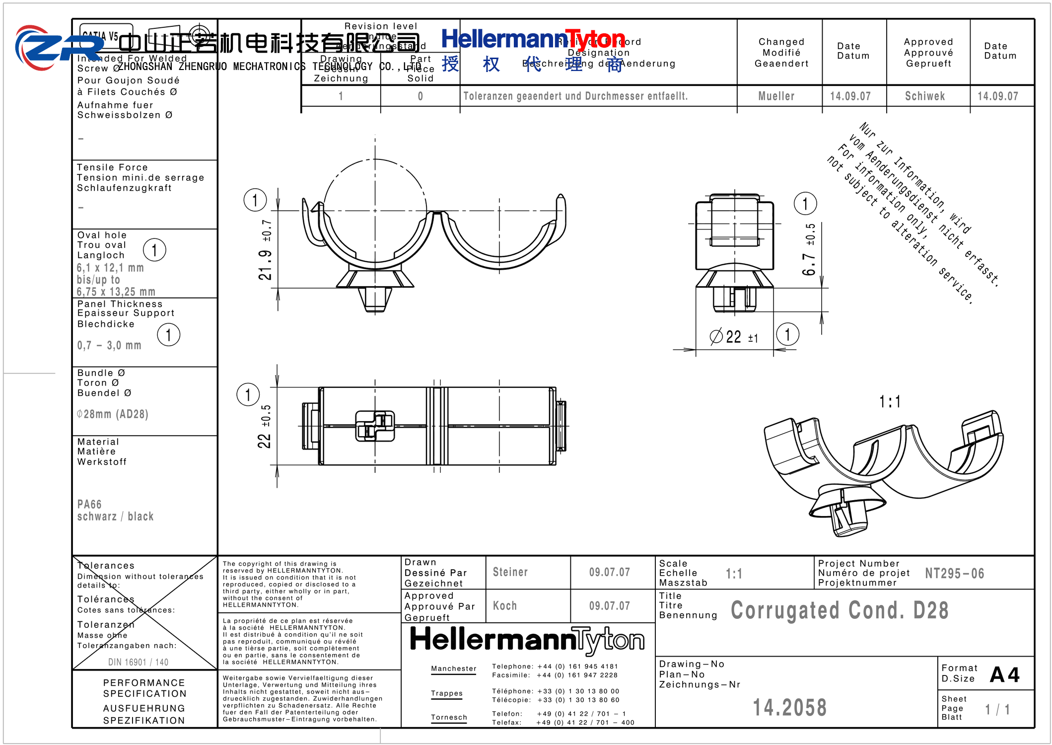 151-00598 RCC D28-PA66HIRHS-BK 产品图纸 Hellermanntyton 授权代理-正若机电