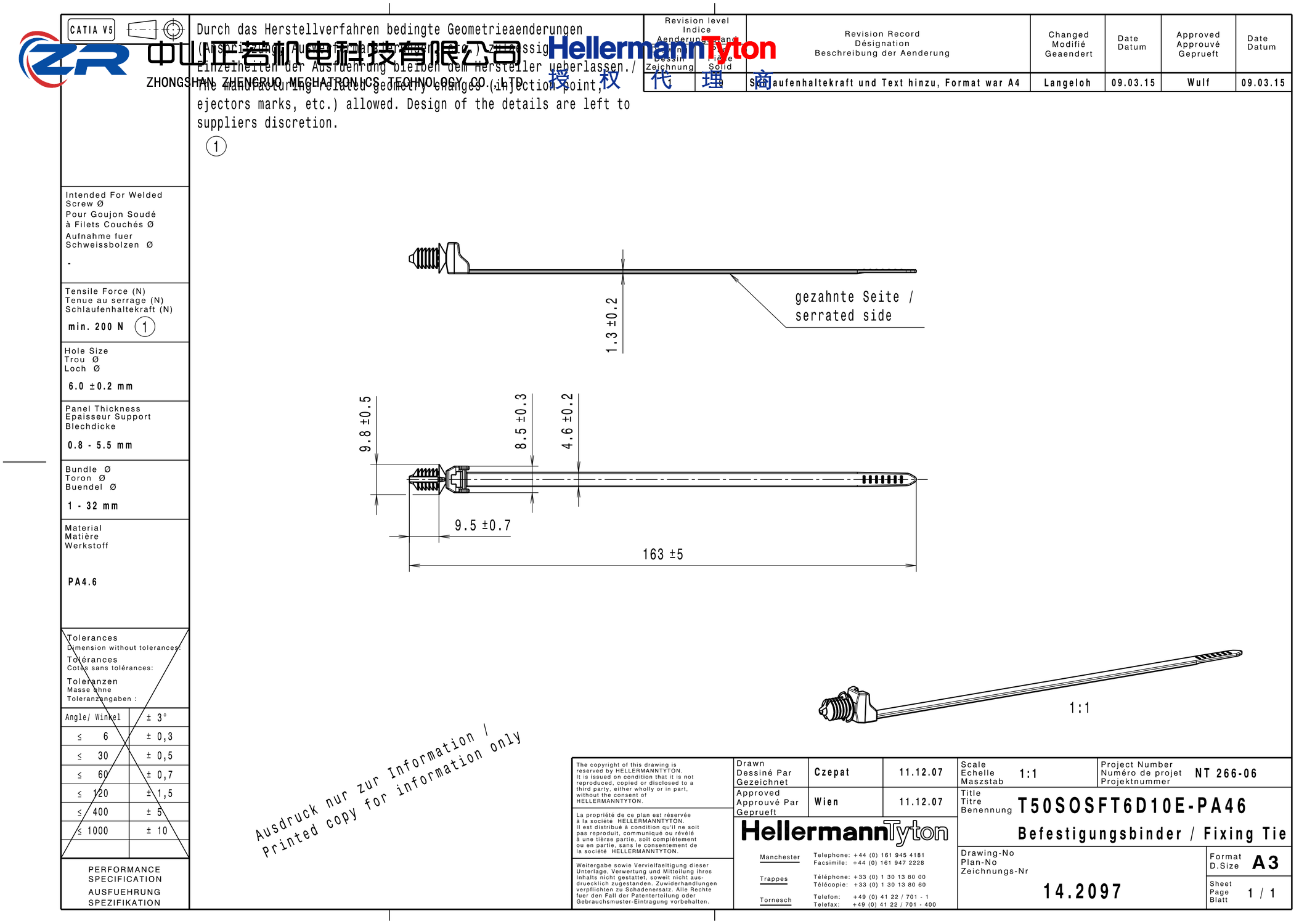 157-00028 T50SOSFT6D10E-PA46-GY 产品图纸 Hellermanntyton 授权代理-正若机电