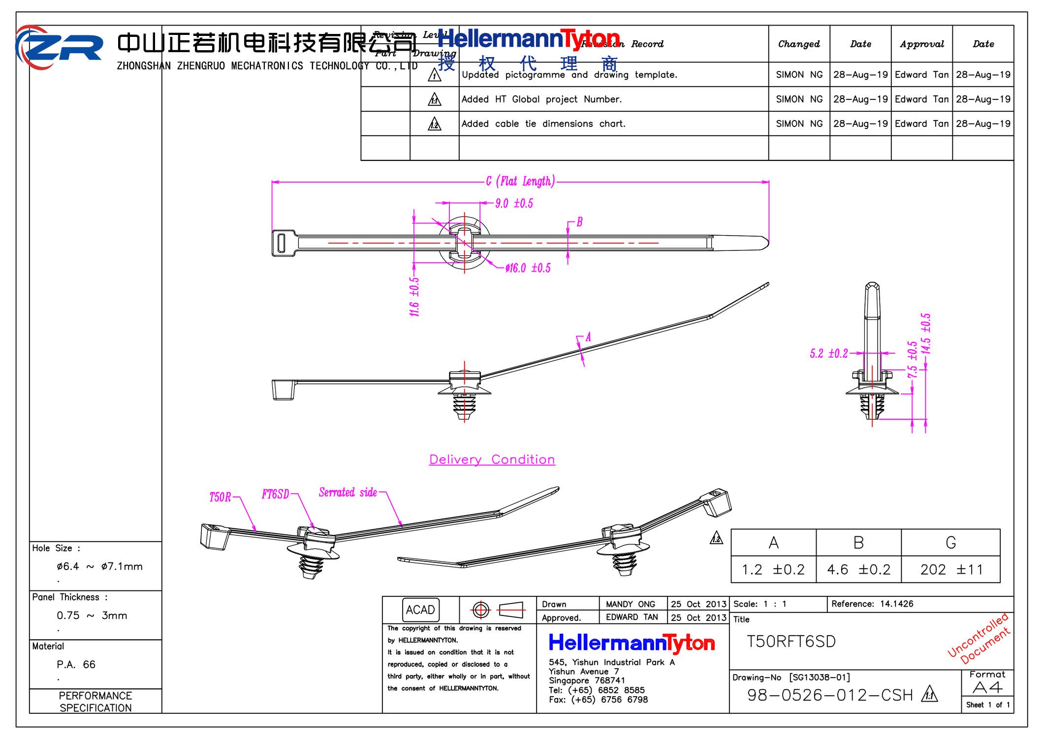 156-01550 T50RFT6SD-PA66HS/PA66HIRHS-BK 产品图纸 Hellermanntyton 授权代理-正若机电