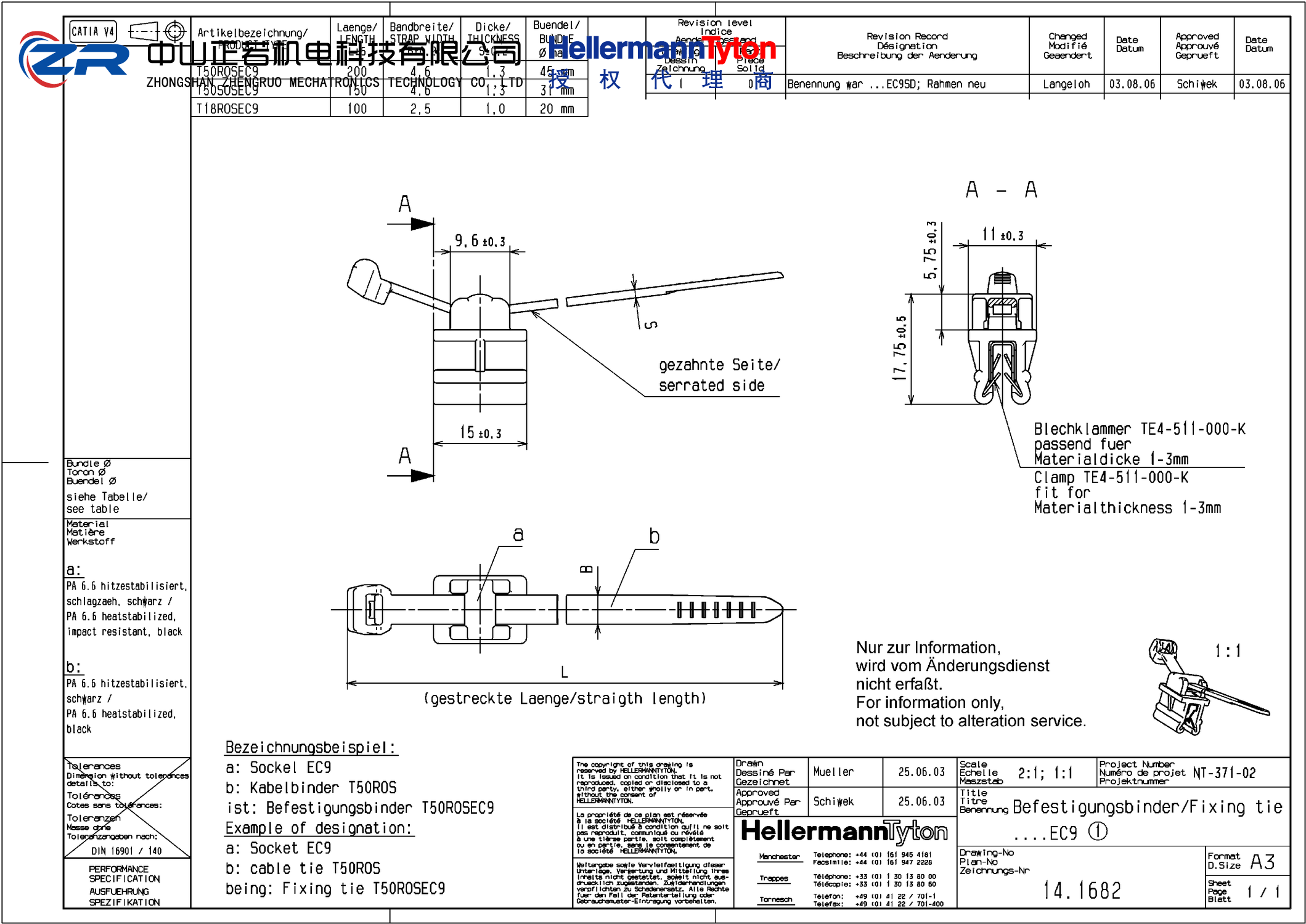 156-01140 T50SOSEC9SD-PA66HS/PA66HIRHS-BK 产品图纸 Hellermanntyton 授权代理-正若机电