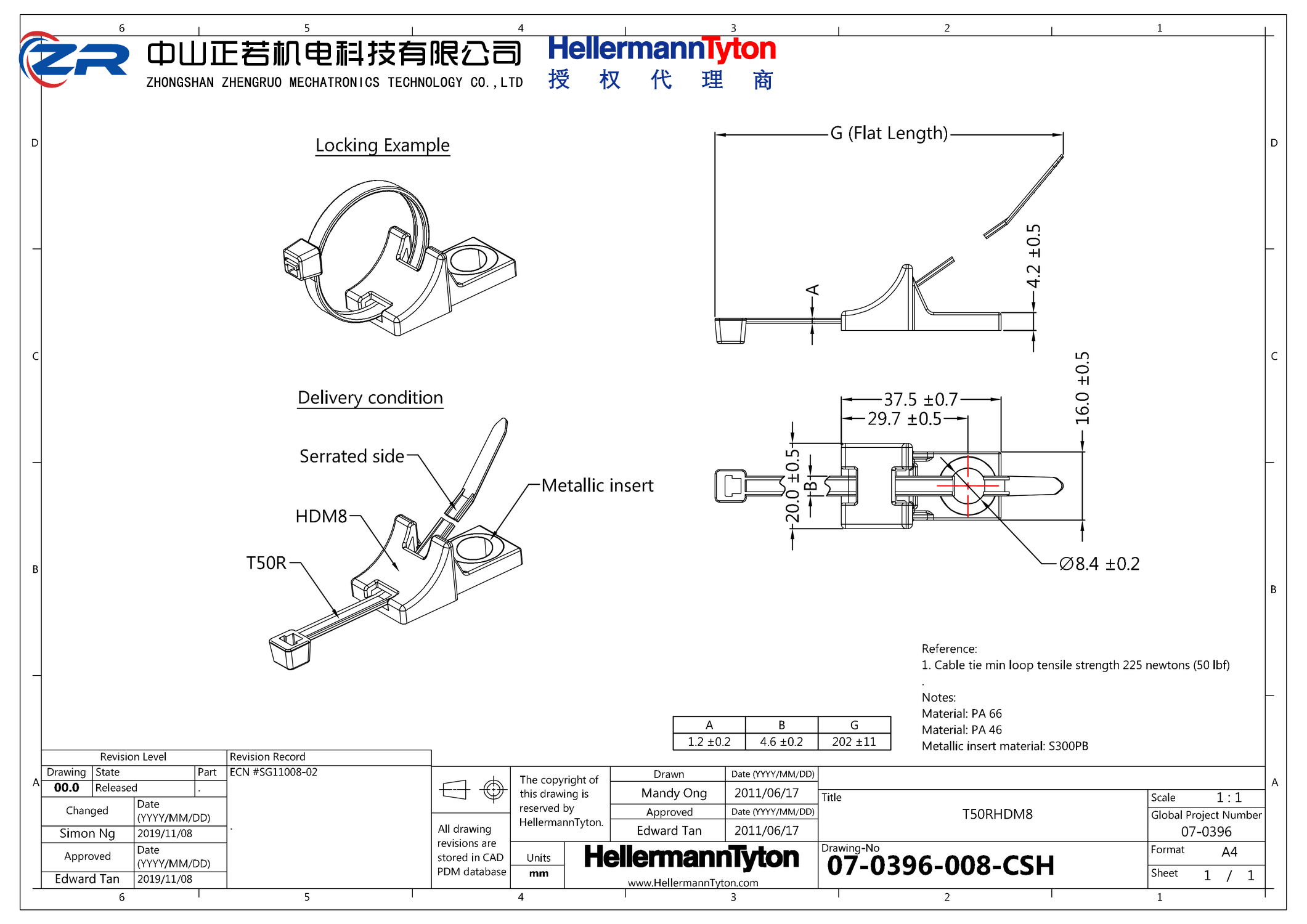 156-01126 T50RHDM8-PA46-GY 产品图纸 Hellermanntyton 授权代理-正若机电