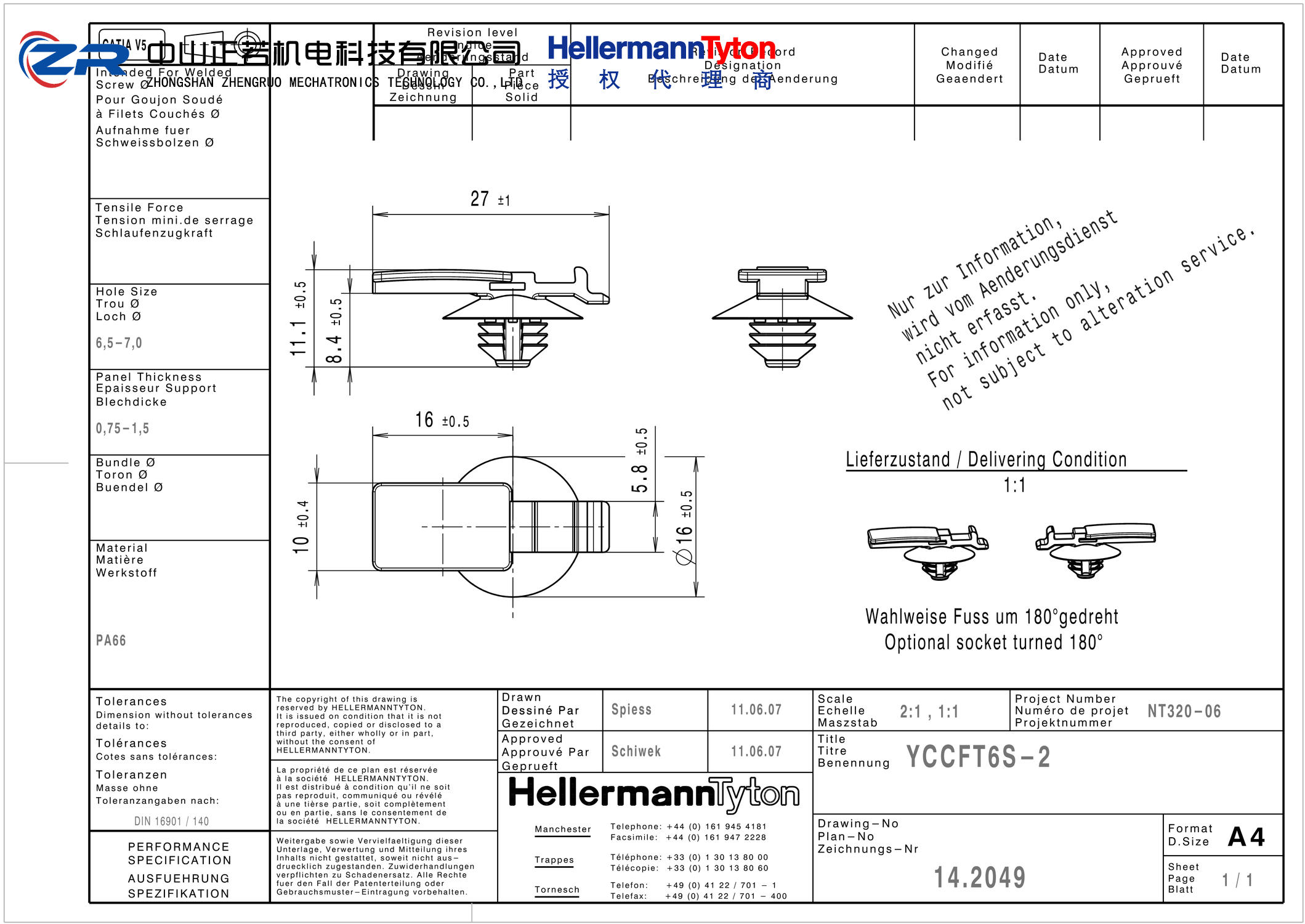 151-00606 YCCFT6S-2-PA66HIRHS-BK 产品图纸 Hellermanntyton 授权代理-正若机电