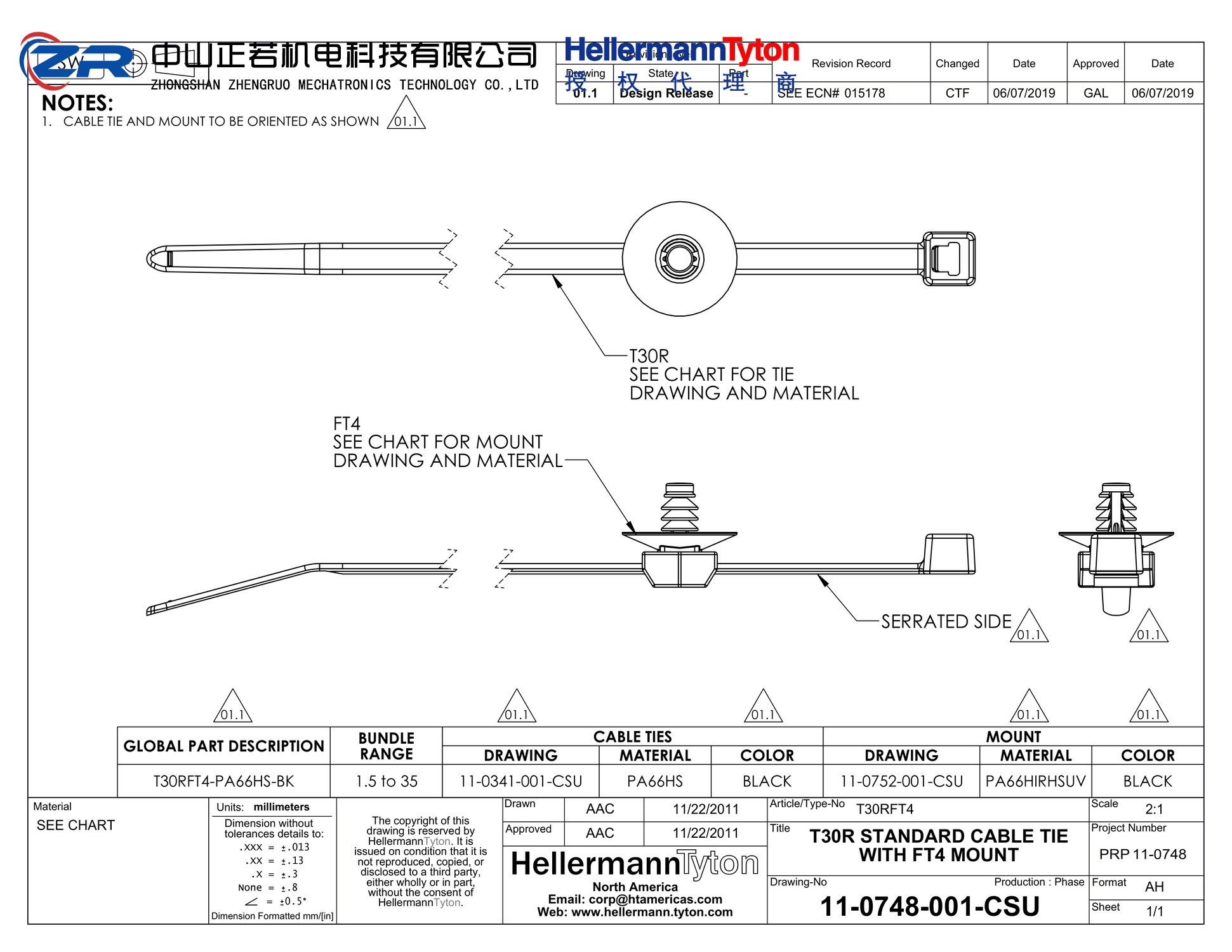 156-00953 T30RFT4-PA66HIRHSUV/PA66HS-BK 产品图纸 Hellermanntyton 授权代理-正若机电