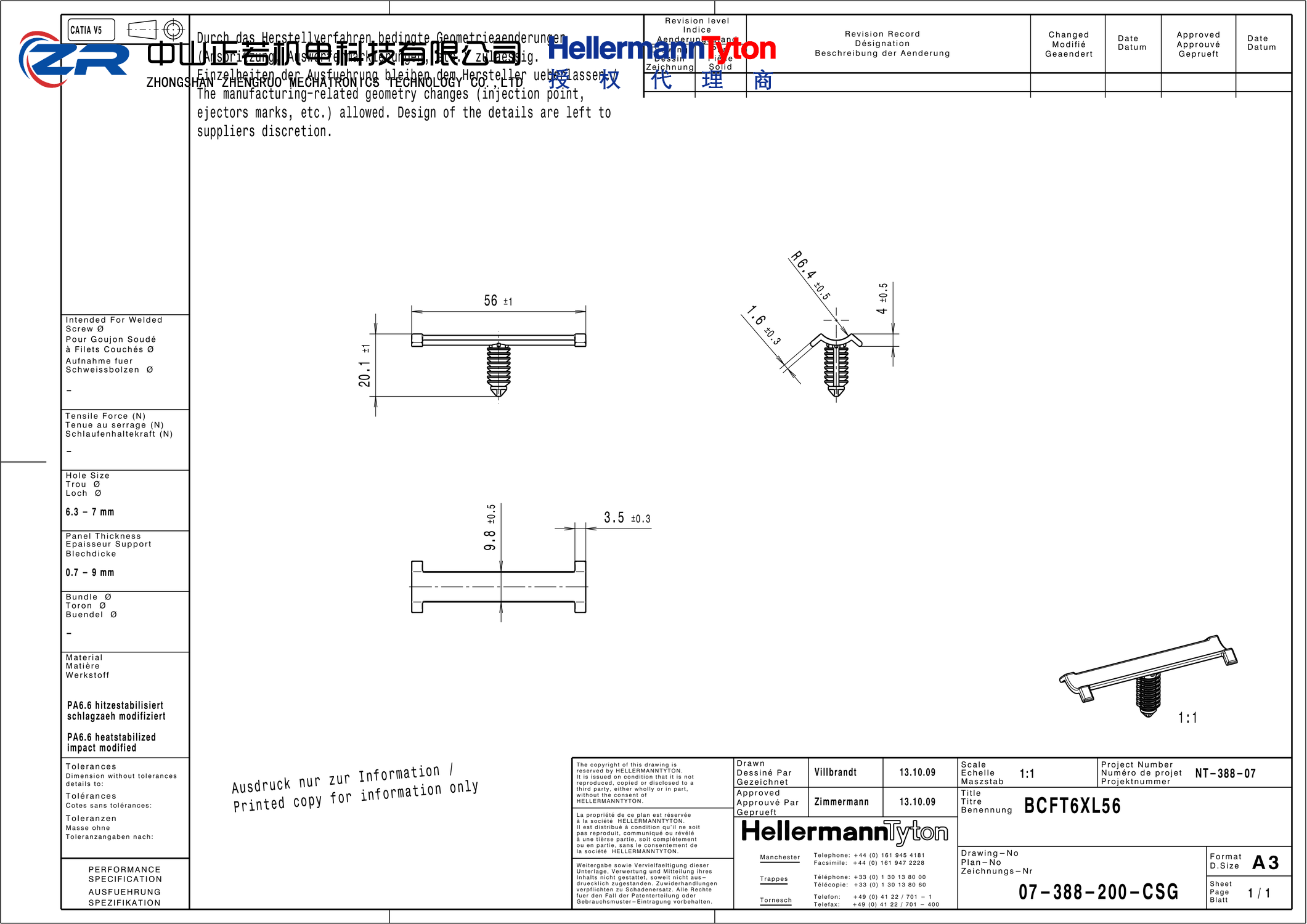 151-00662 BCFT6XL56-PA66HIRHS-BK 产品图纸 Hellermanntyton 授权代理-正若机电