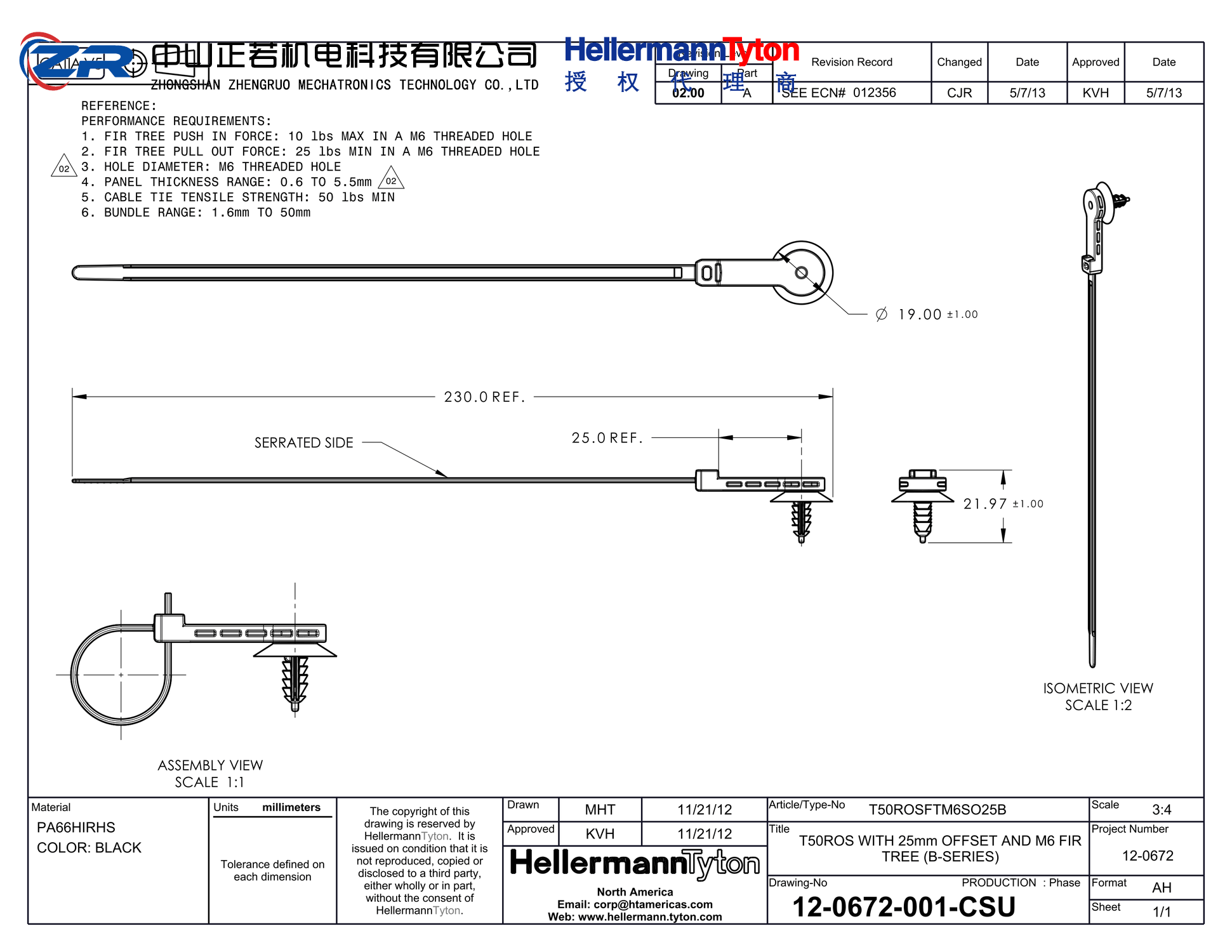 157-00172 T50ROSFTM6SO25B-PA66HIRHSUV-BK 产品图纸 Hellermanntyton 授权代理-正若机电