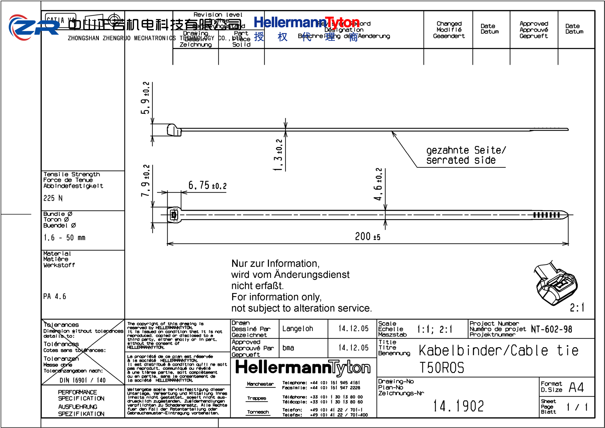 118-00166 T50ROS-PA46-GY-PA46-GY 产品图纸 Hellermanntyton 授权代理-正若机电