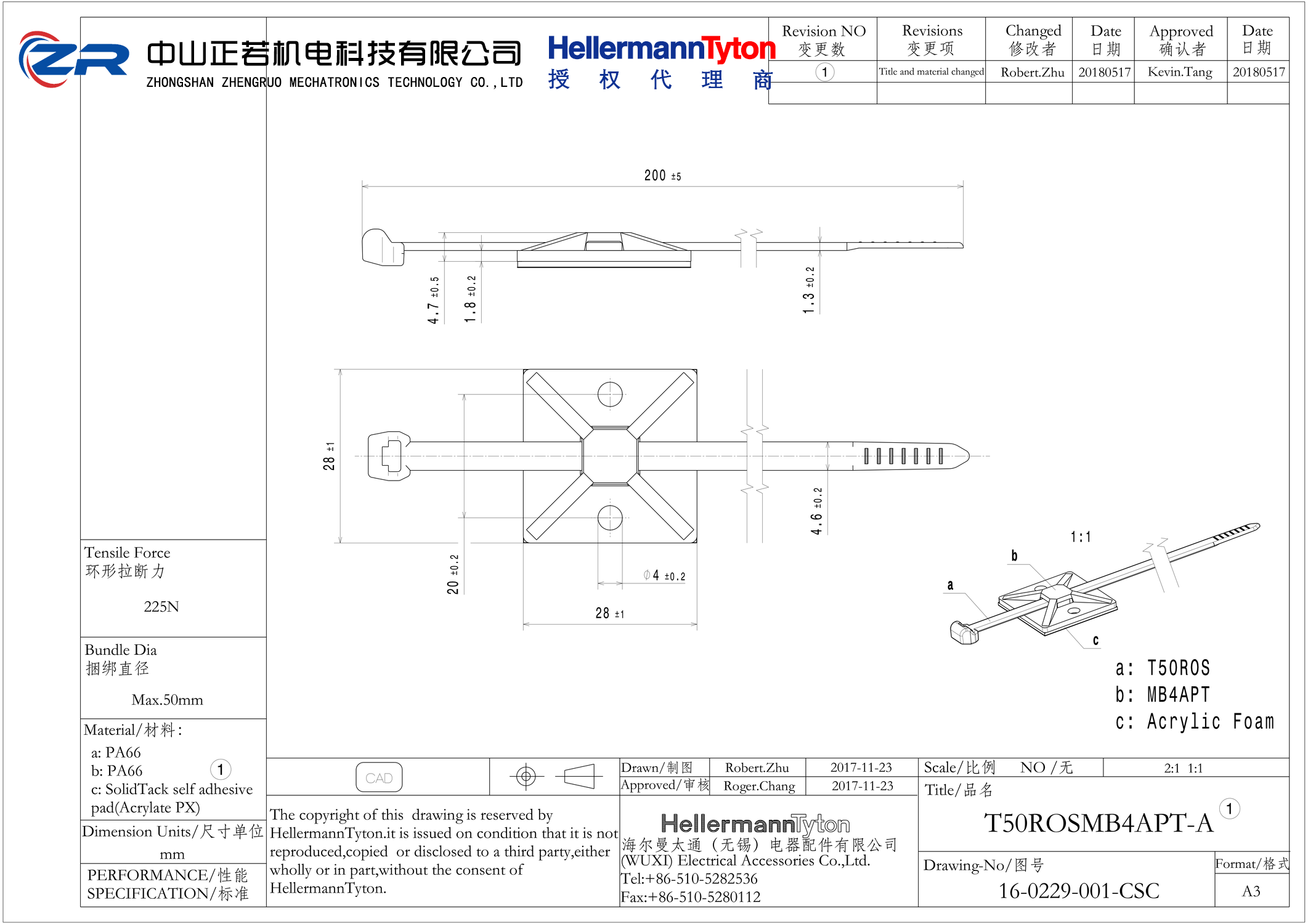 156-02492 T50ROSMB4APT-I-PA66HS/PA66-BK 产品图纸 Hellermanntyton 授权代理-正若机电