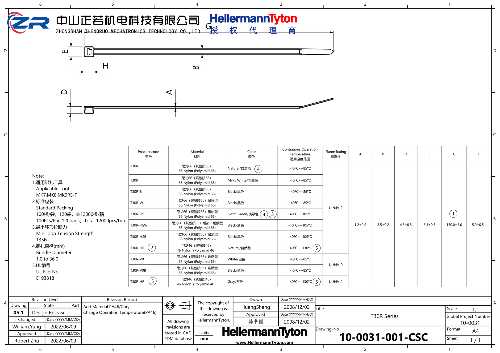 111-00838 T30R-PA66HSUV-BK 产品图纸 Hellermanntyton 授权代理-正若机电