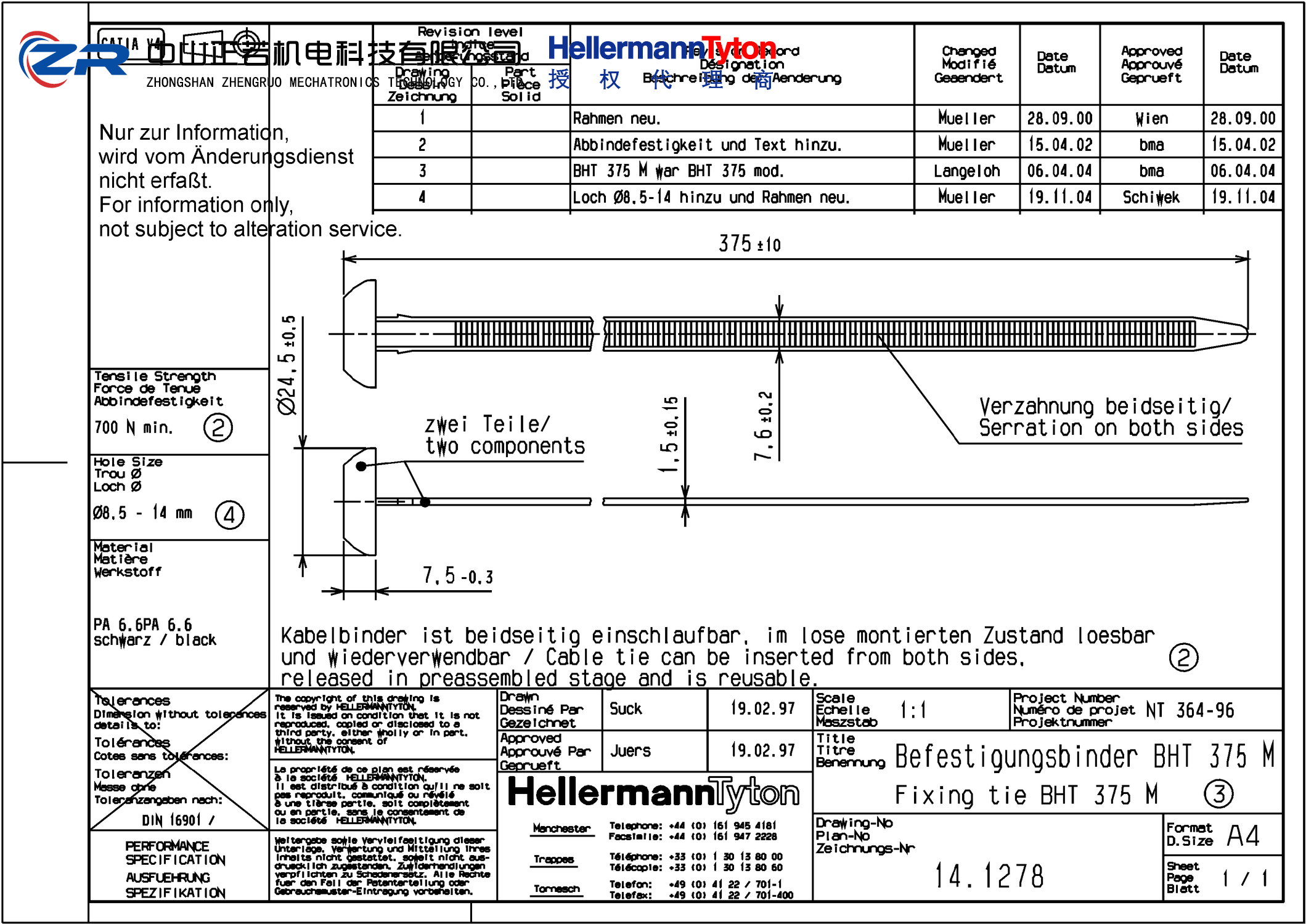 132-00039 BHT375M-PA66HS-BK 产品图纸 Hellermanntyton 授权代理-正若机电