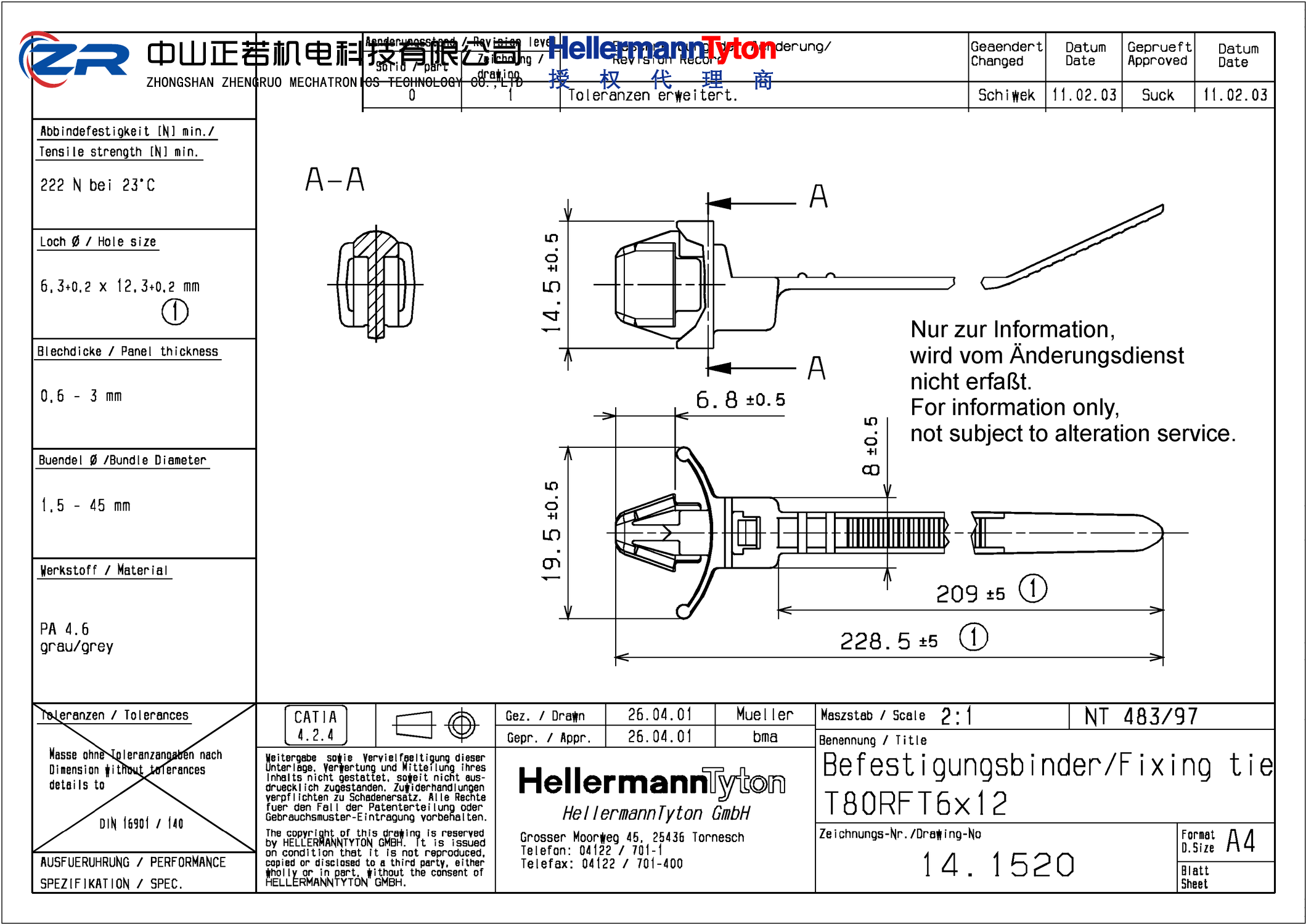 150-48397 T80RFT6X12-PA46-GY 产品图纸 Hellermanntyton 授权代理-正若机电