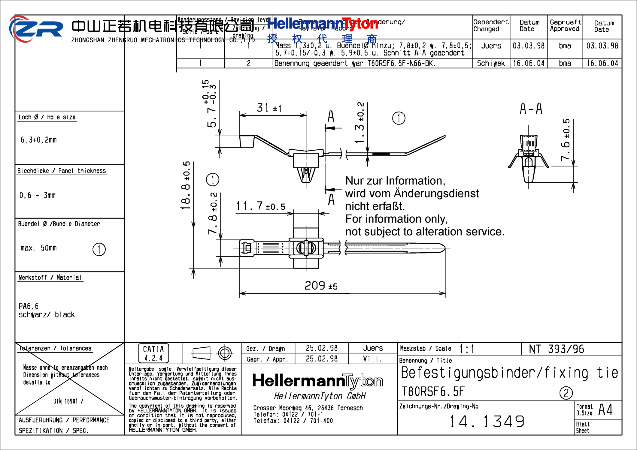 126-02600 T80RSF6.5F-PA66HS-BK 产品图纸 Hellermanntyton 授权代理-正若机电