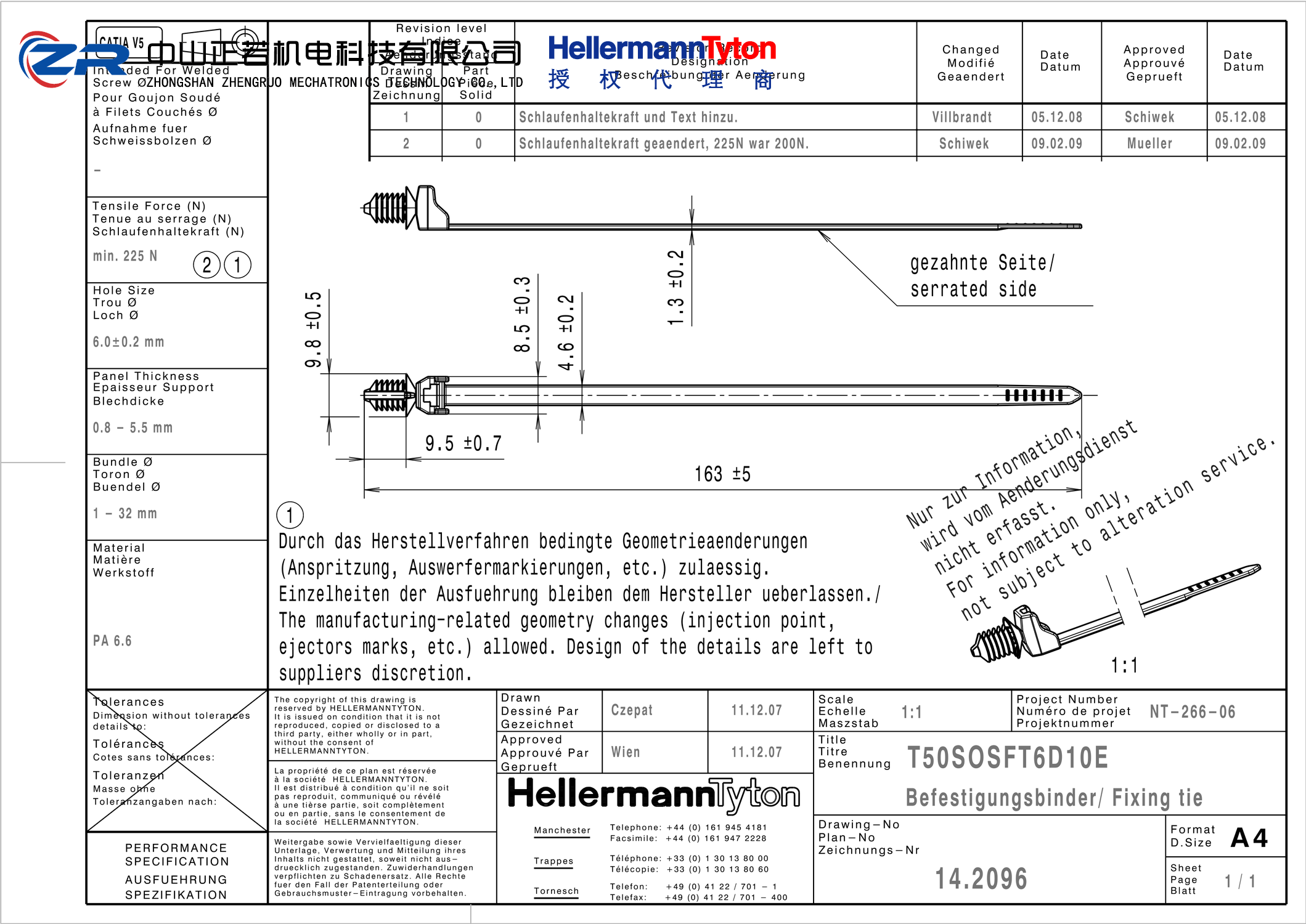 157-00045 T50SOSFT6D10E-PA66HS-BK 产品图纸 Hellermanntyton 授权代理-正若机电