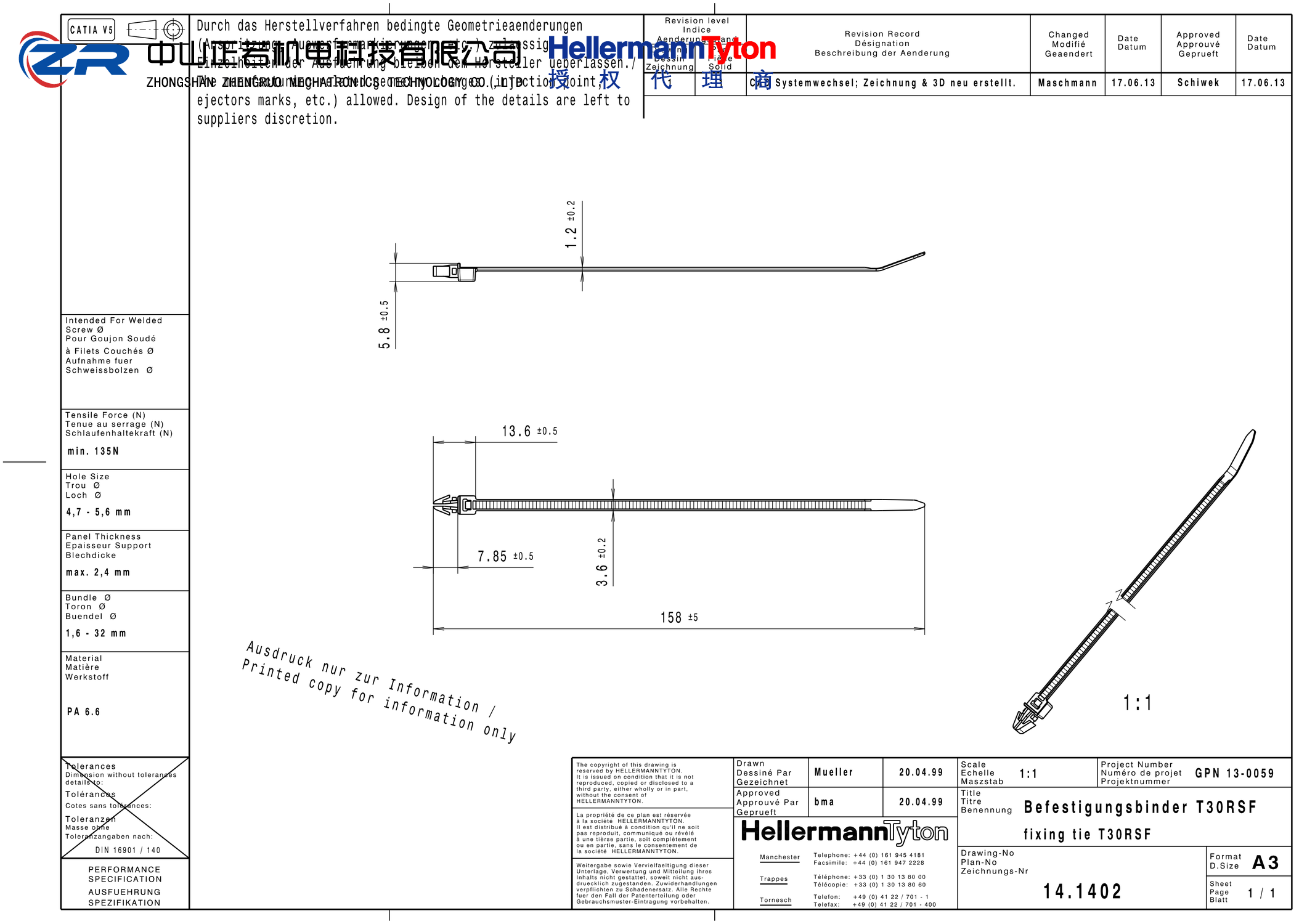 126-00050 T30RSF-PA66-NA 产品图纸 Hellermanntyton 授权代理-正若机电